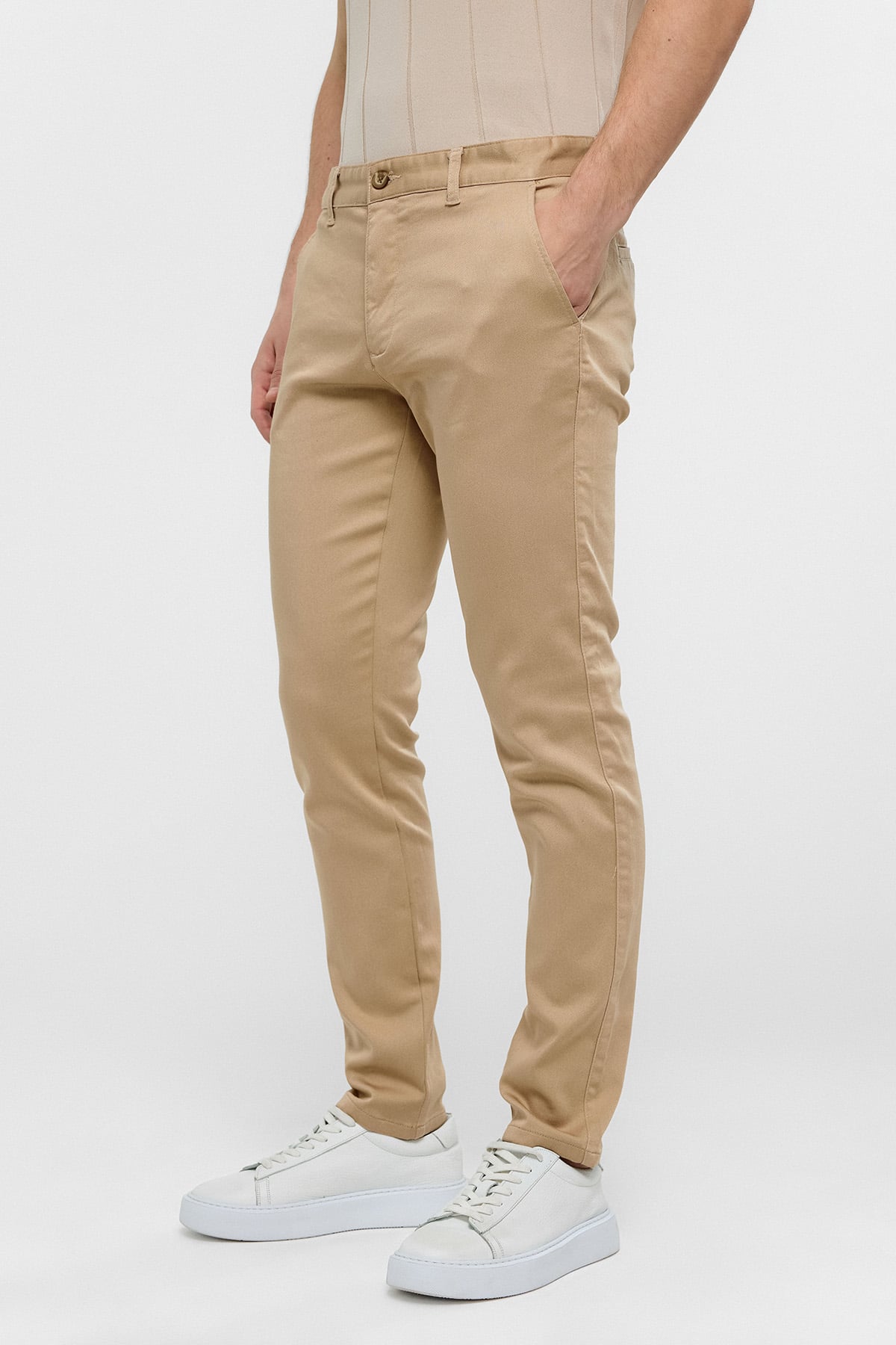 Bej Dokuma Chino Pantolon