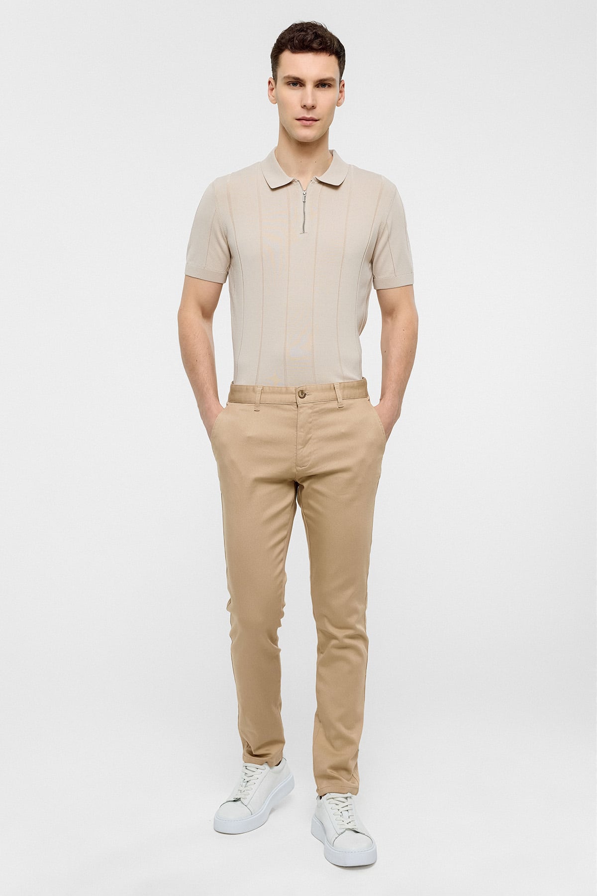 Bej Dokuma Chino Pantolon