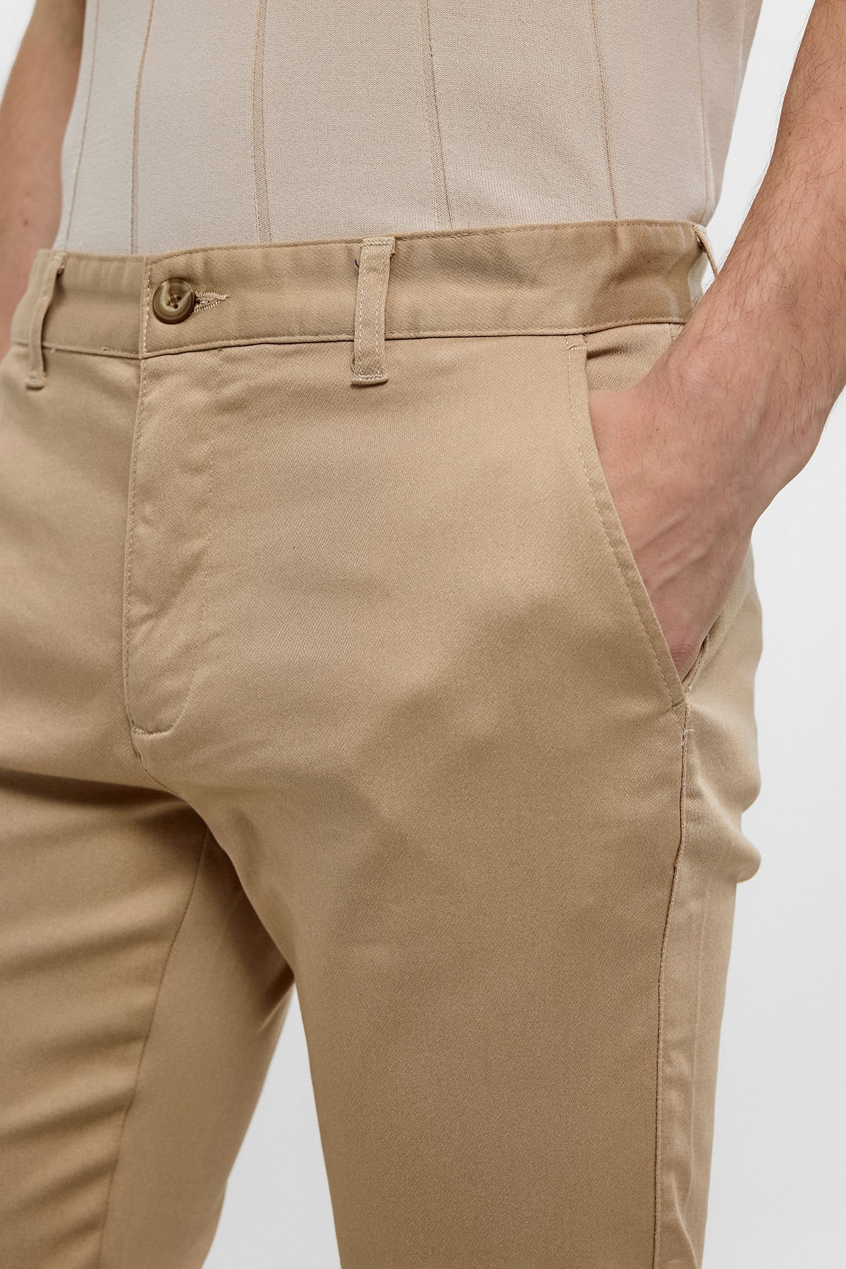 Bej Dokuma Chino Pantolon