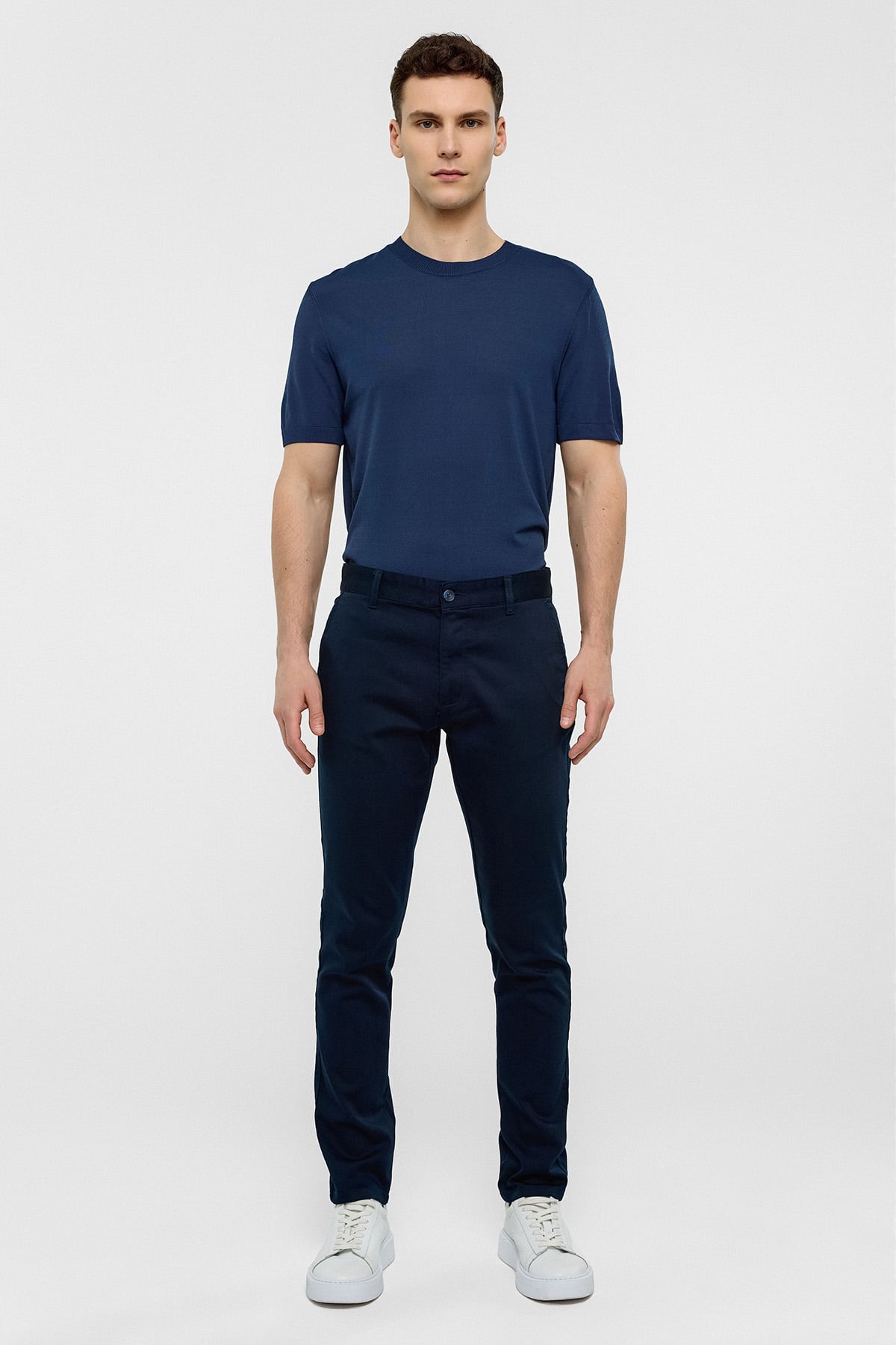 Lacivert Dokuma Chino Pantolon