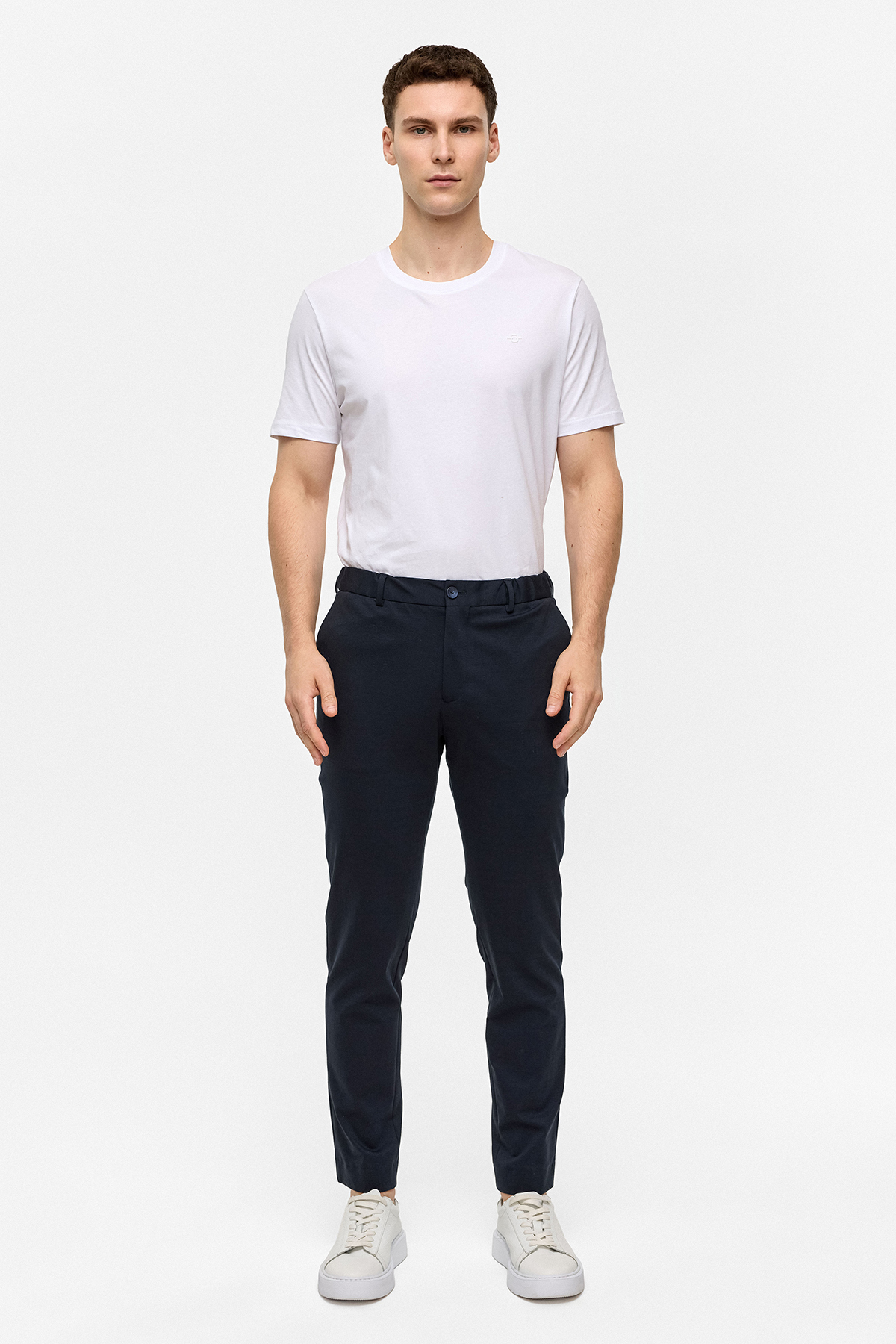 Lacivert Slim Fit Dokuma Pantolon