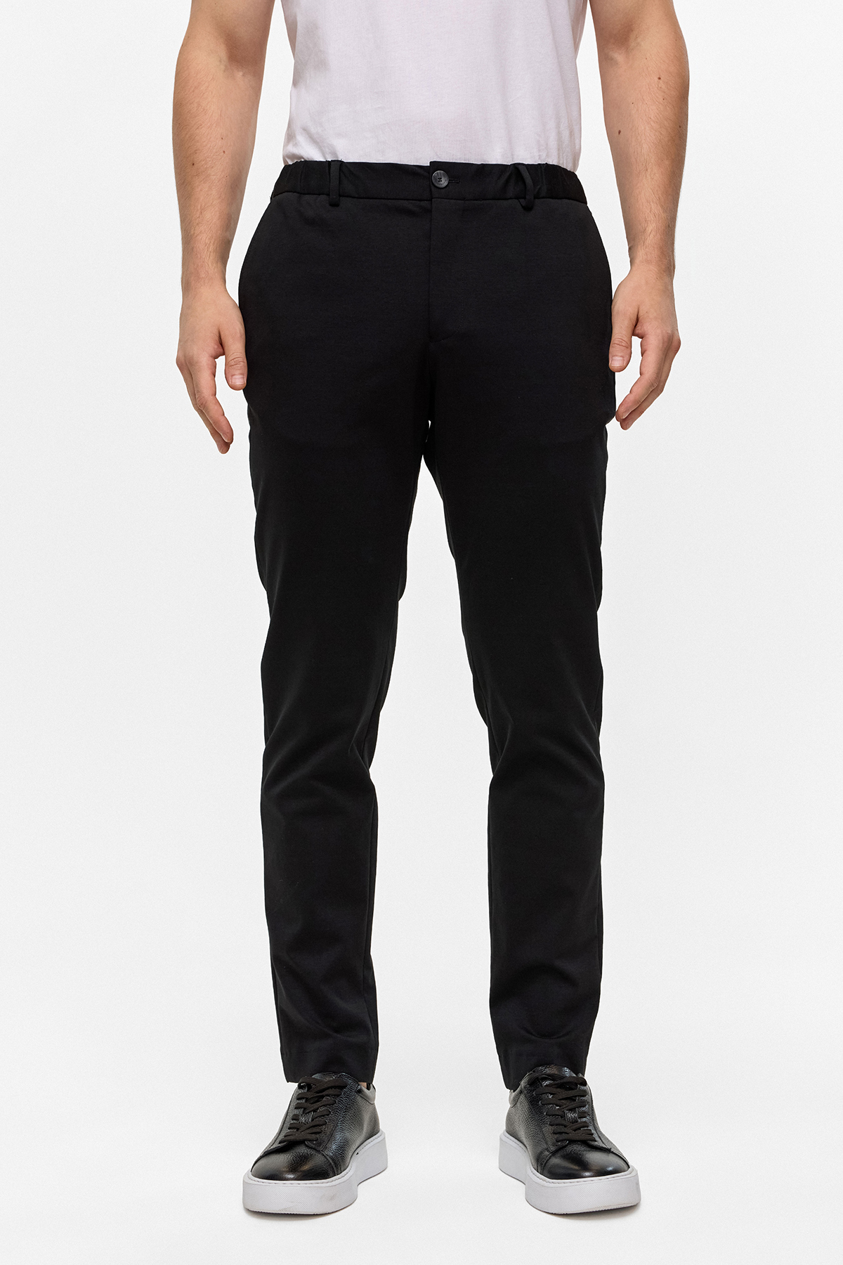 Siyah Slim Fit Dokuma Pantolon