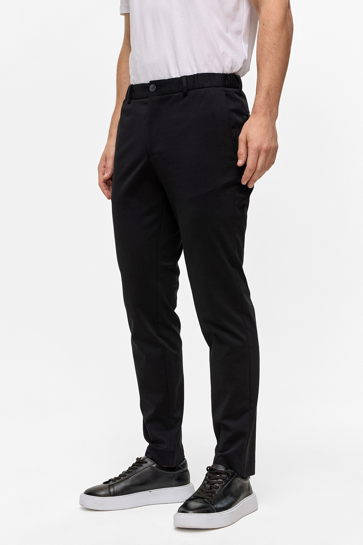 Siyah Slim Fit Dokuma Pantolon