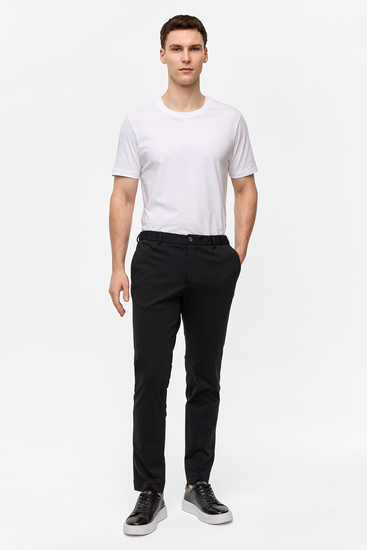 Siyah Slim Fit Dokuma Pantolon