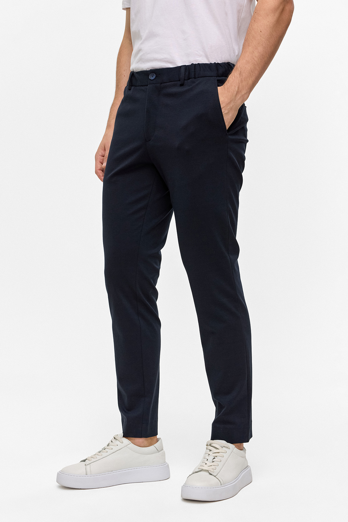 Lacivert Slim Fit Dokuma Pantolon