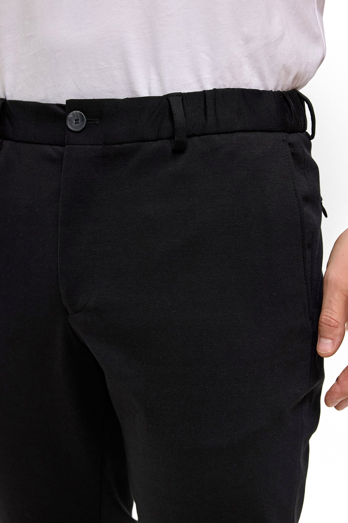 Siyah Slim Fit Dokuma Pantolon