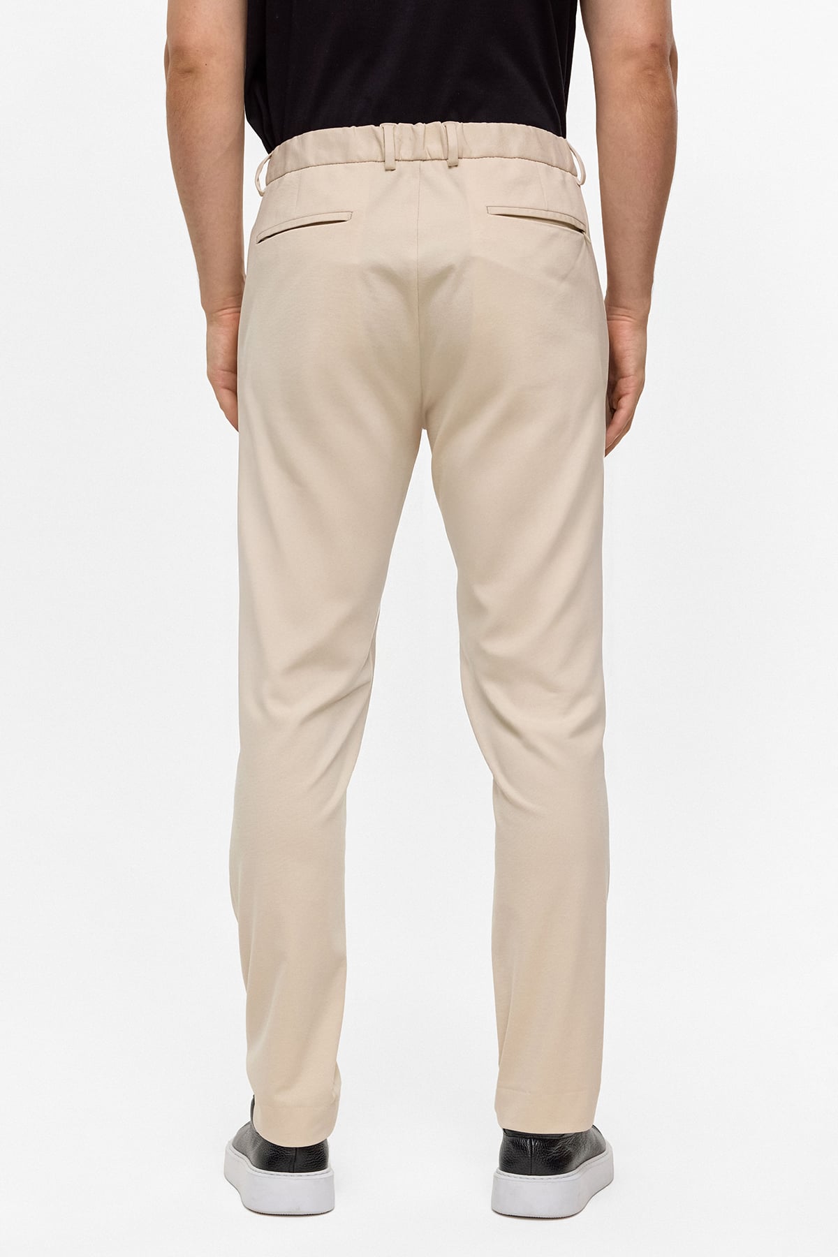 Bej Slim Fit Dokuma Pantolon