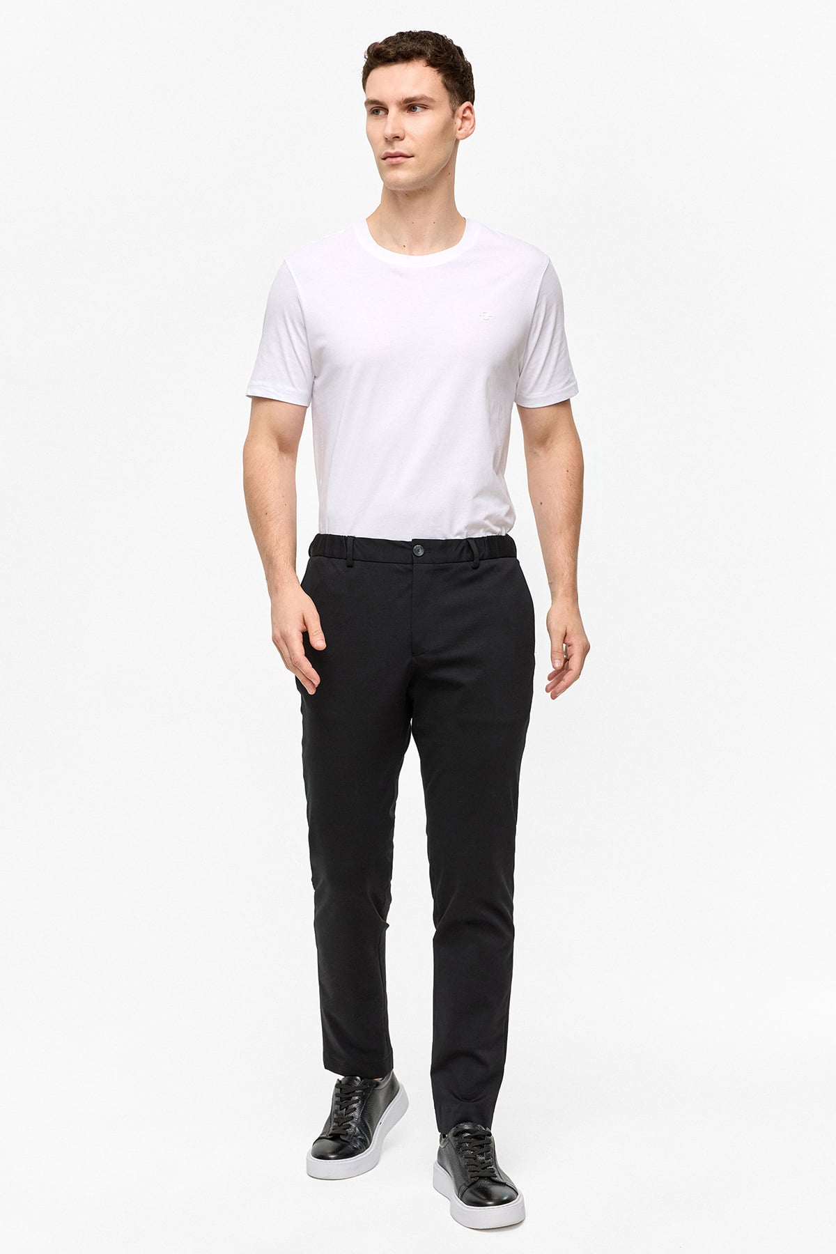 Siyah Slim Fit Dokuma Pantolon