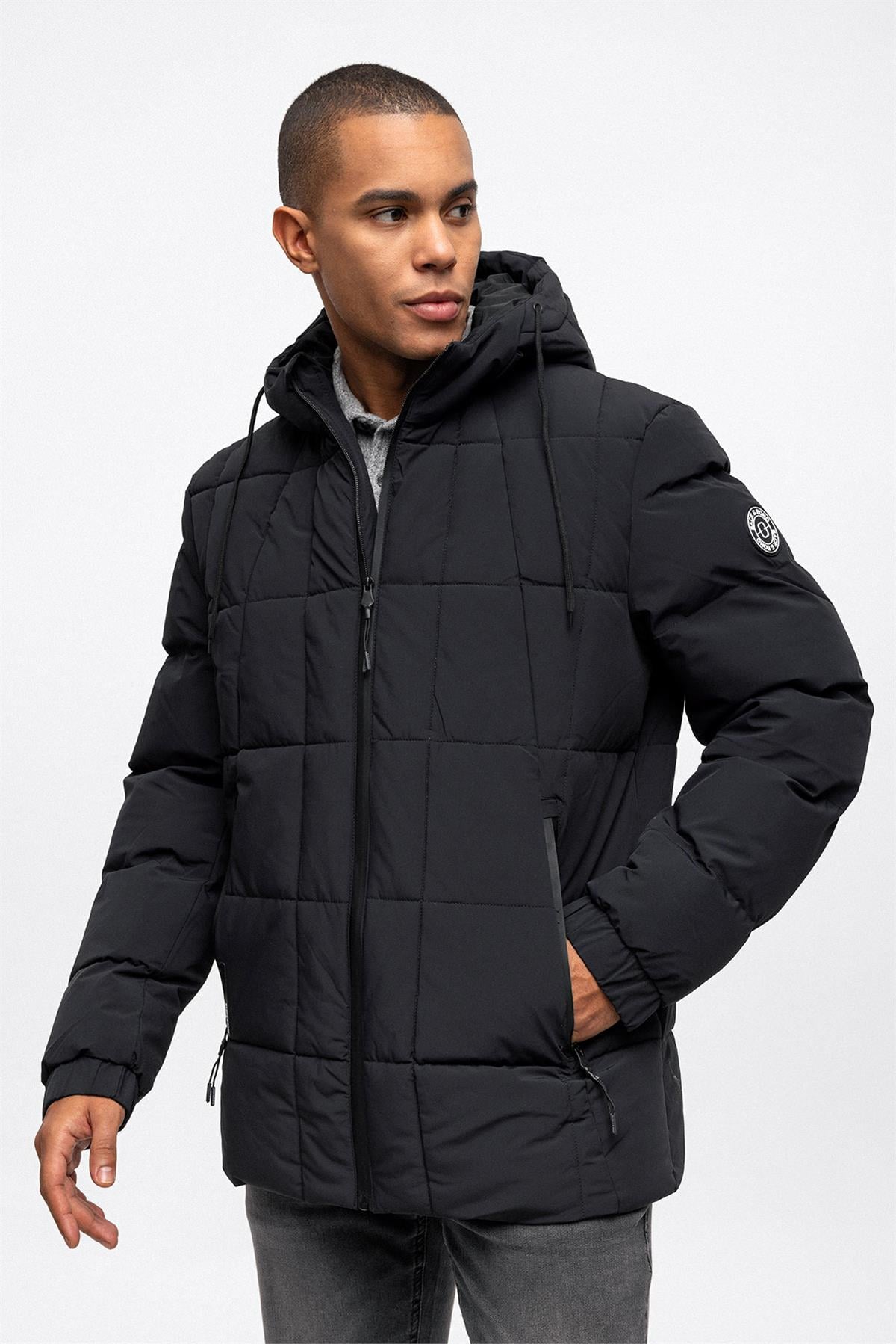 Lacivert Regular Fit Su Geçirmez Termostatik Kapüşonlu Puffer Mont