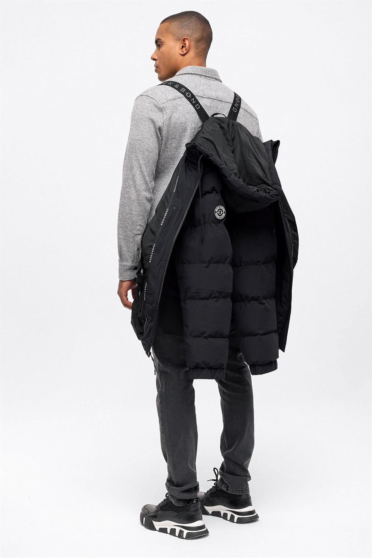 Lacivert Regular Fit Su Geçirmez Termostatik Kapüşonlu Puffer Mont