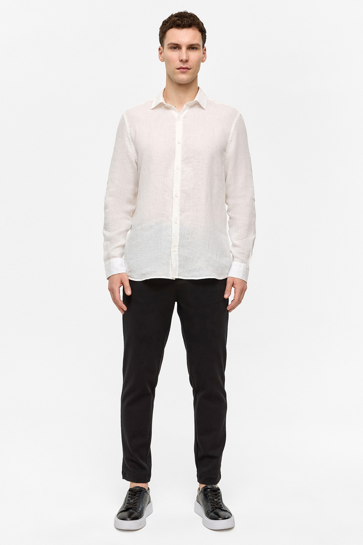 Beyaz Comfort Uzun Kollu Gömlek