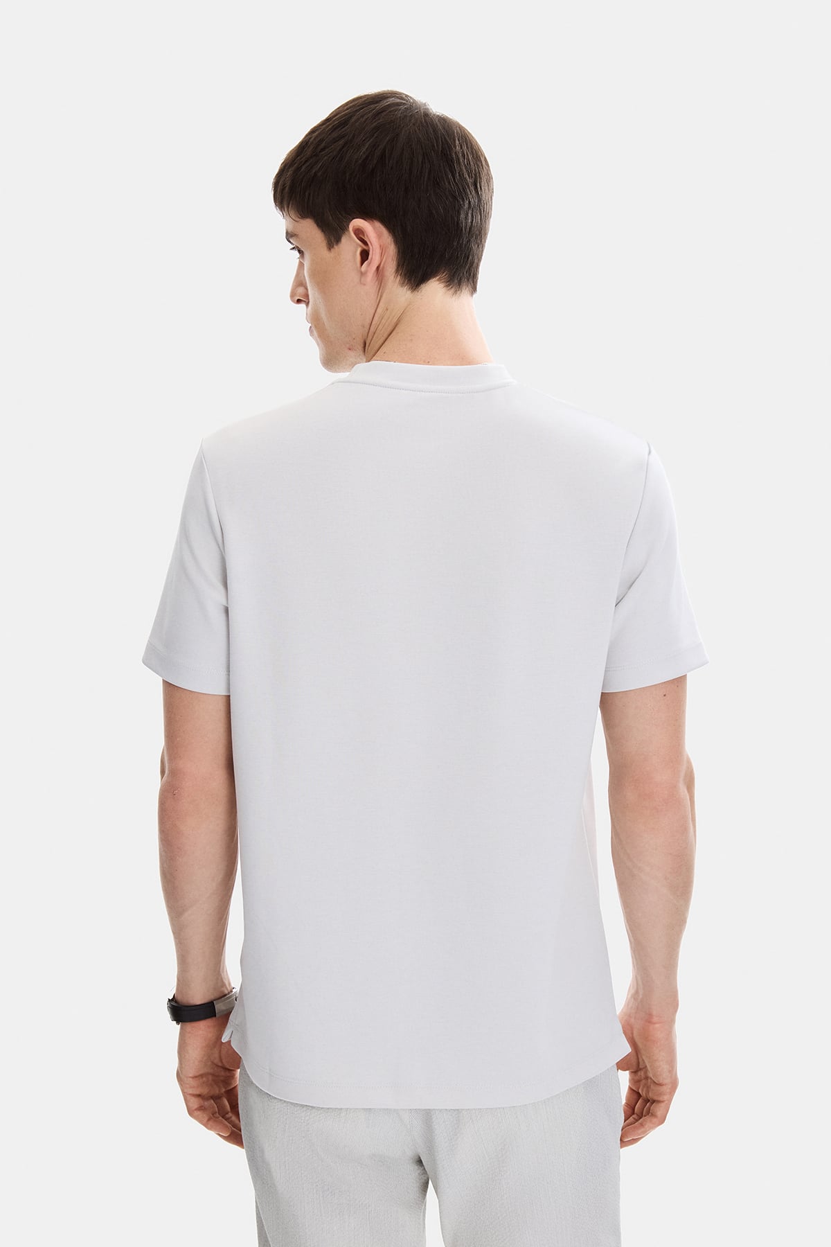 Gri Regular Fit Bisiklet Yaka Basic Tişört