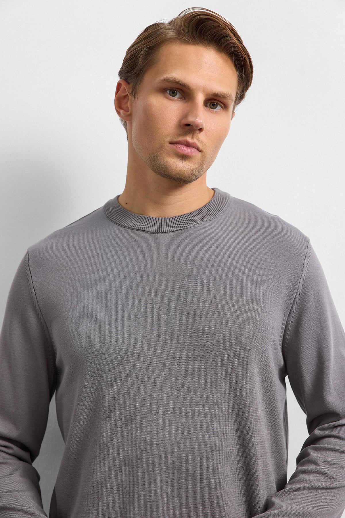 Gri Regular Fit Triko Kazak