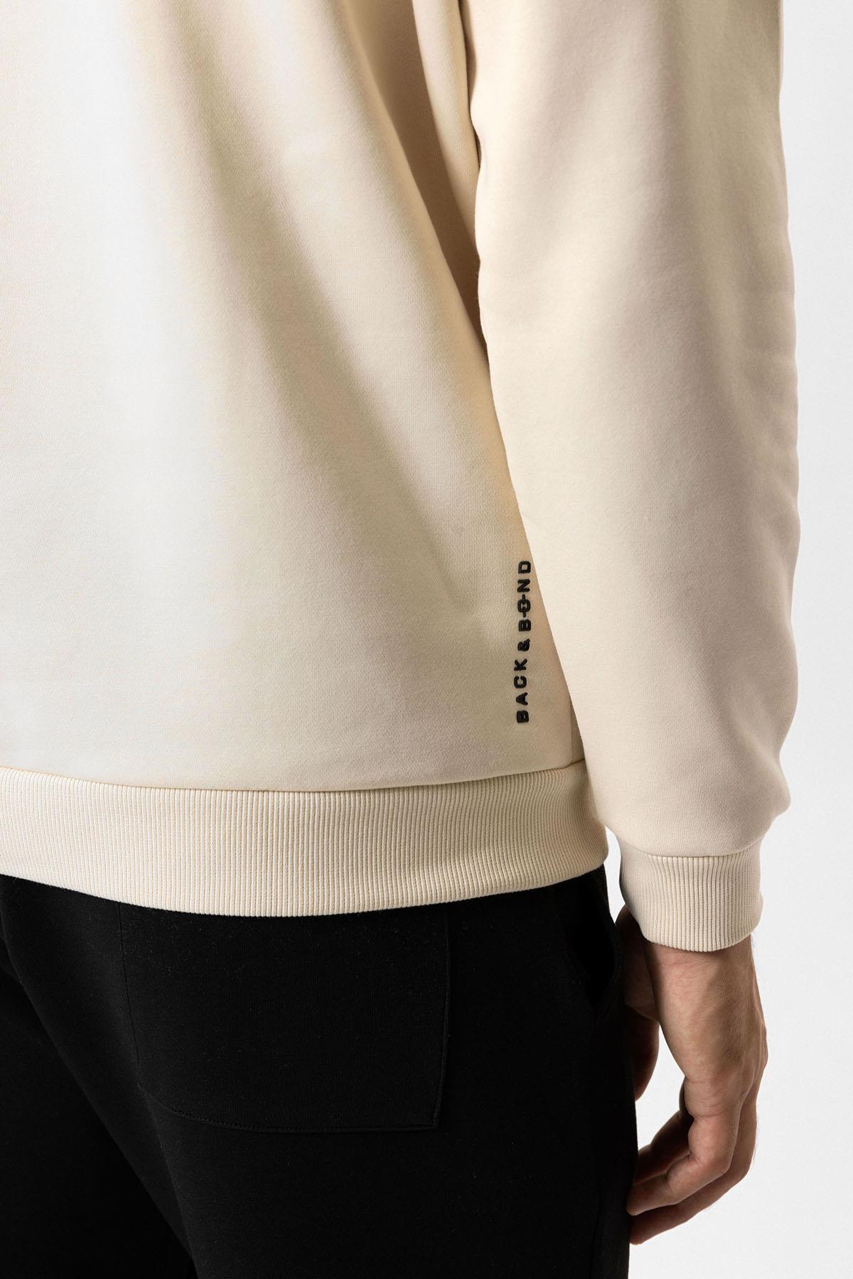 Bej Regular Fit Pamuklu Kapüşonlu Sweatshirt