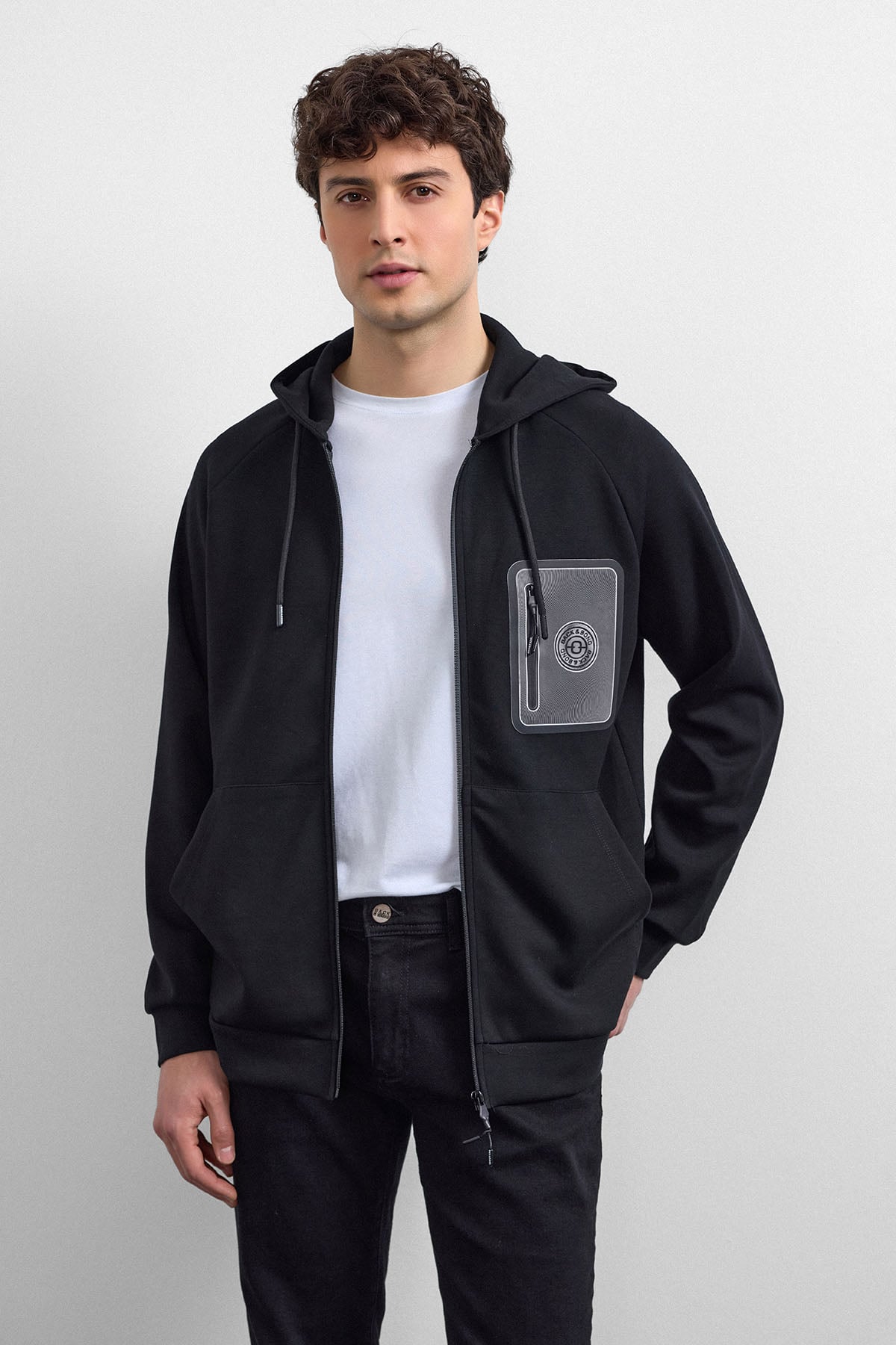 SiyahKapüşonlu Regular Fit Sweatshirt