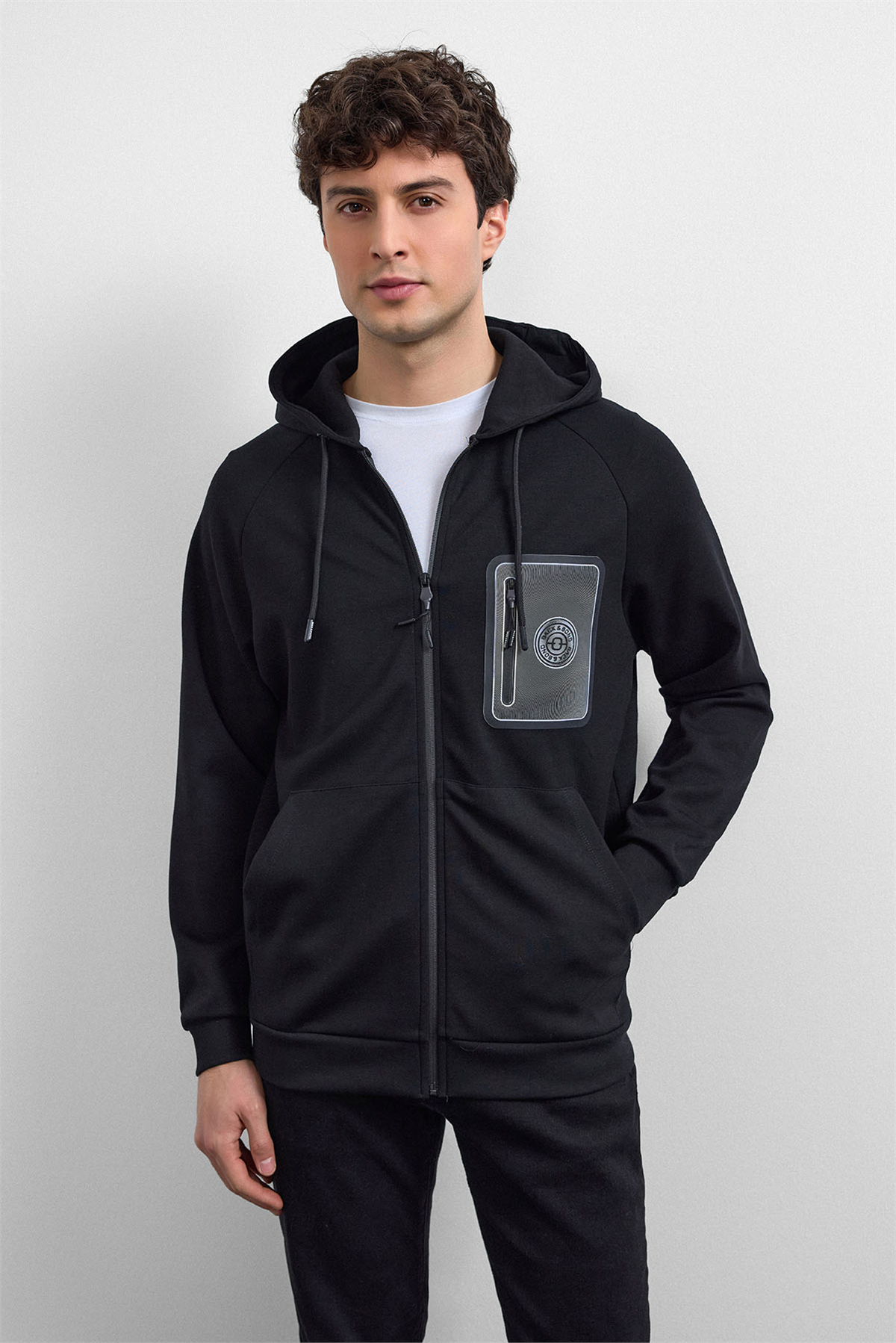 SiyahKapüşonlu Regular Fit Sweatshirt