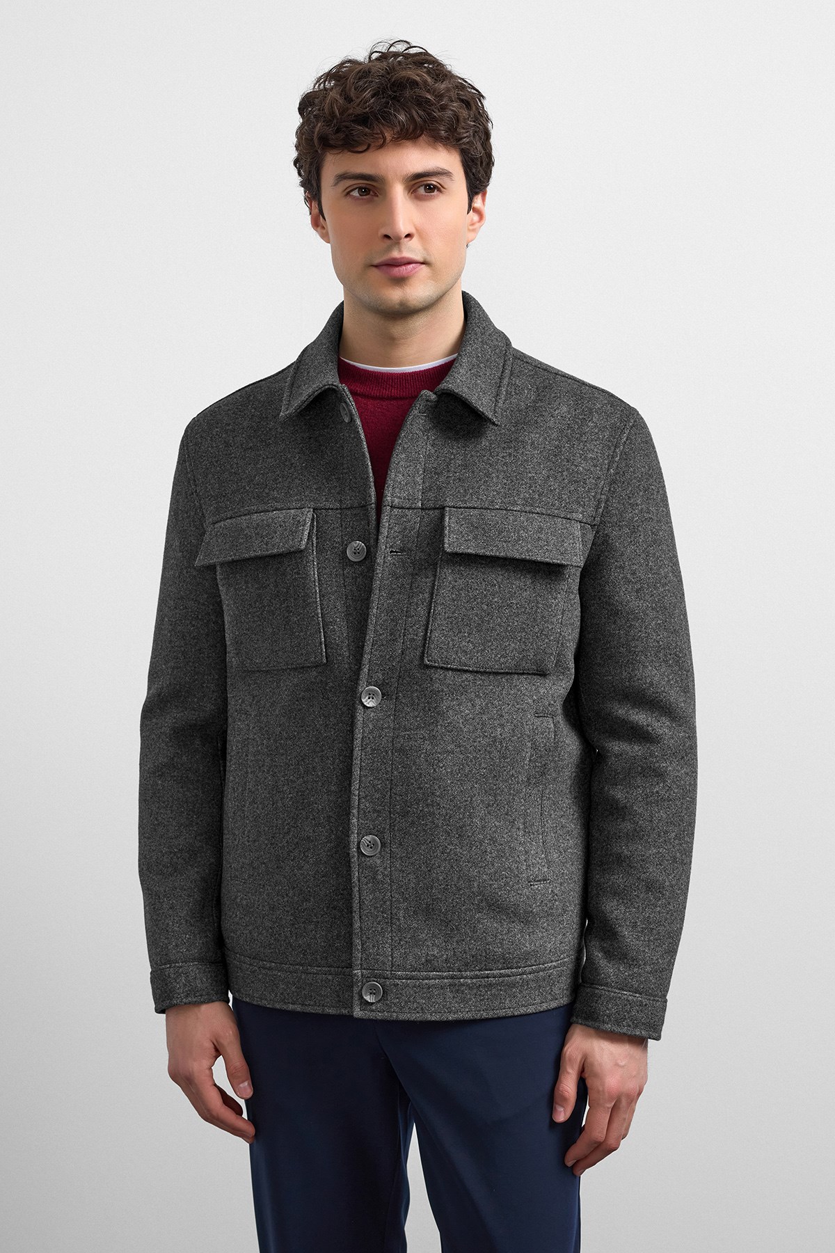 Antrasit Kaşe Kaban