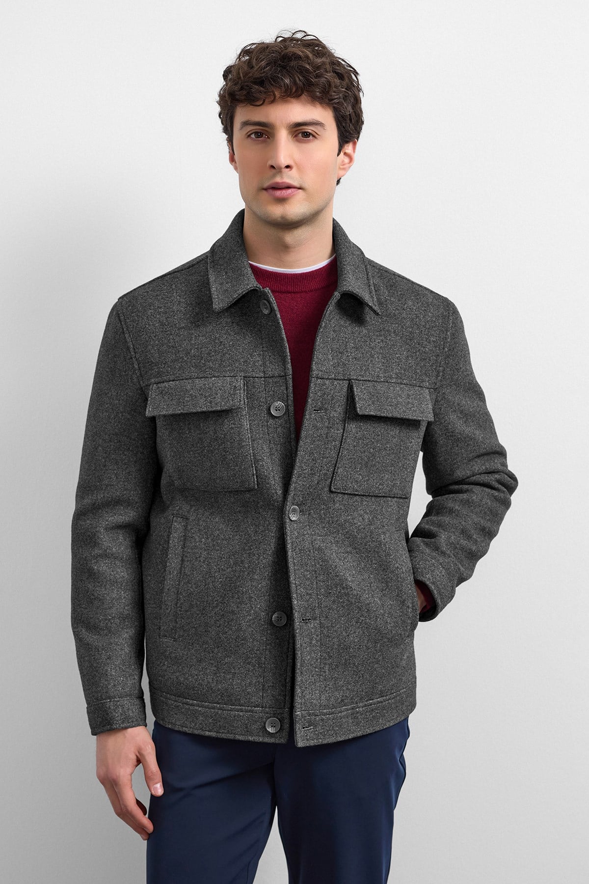 Antrasit Kaşe Kaban