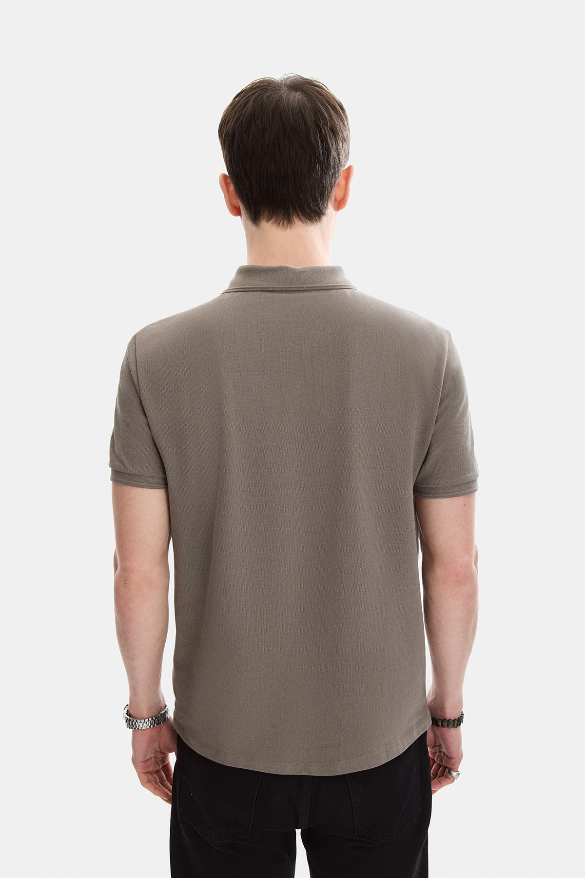Koyu Vizon Regular Fit Polo Yaka Örme Tişört