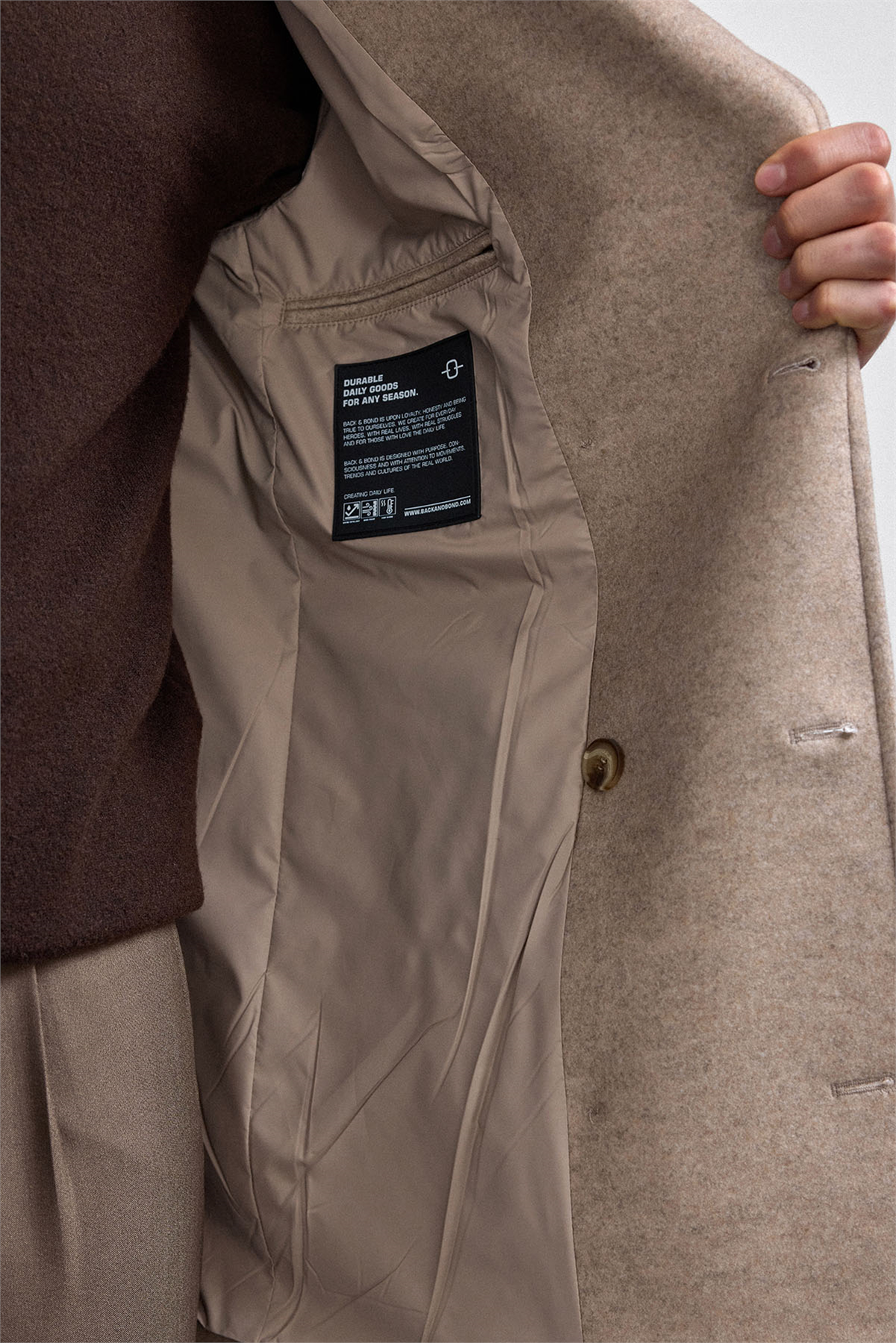 Bej Regular Fit Kruvaze Kısa Kaban