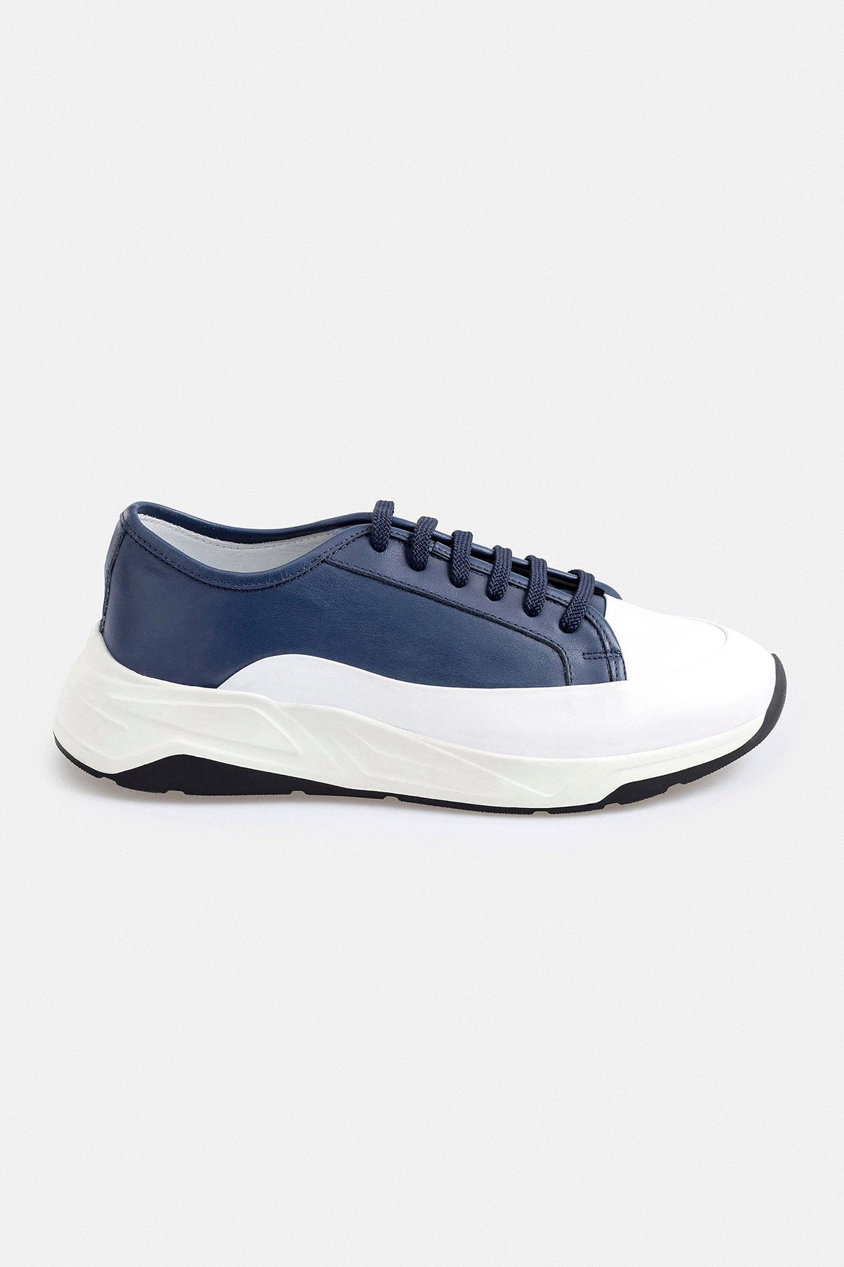 %100 Deri Termo Tabanlı Lacivert Beyaz Erkek Sneaker Ayakkabı