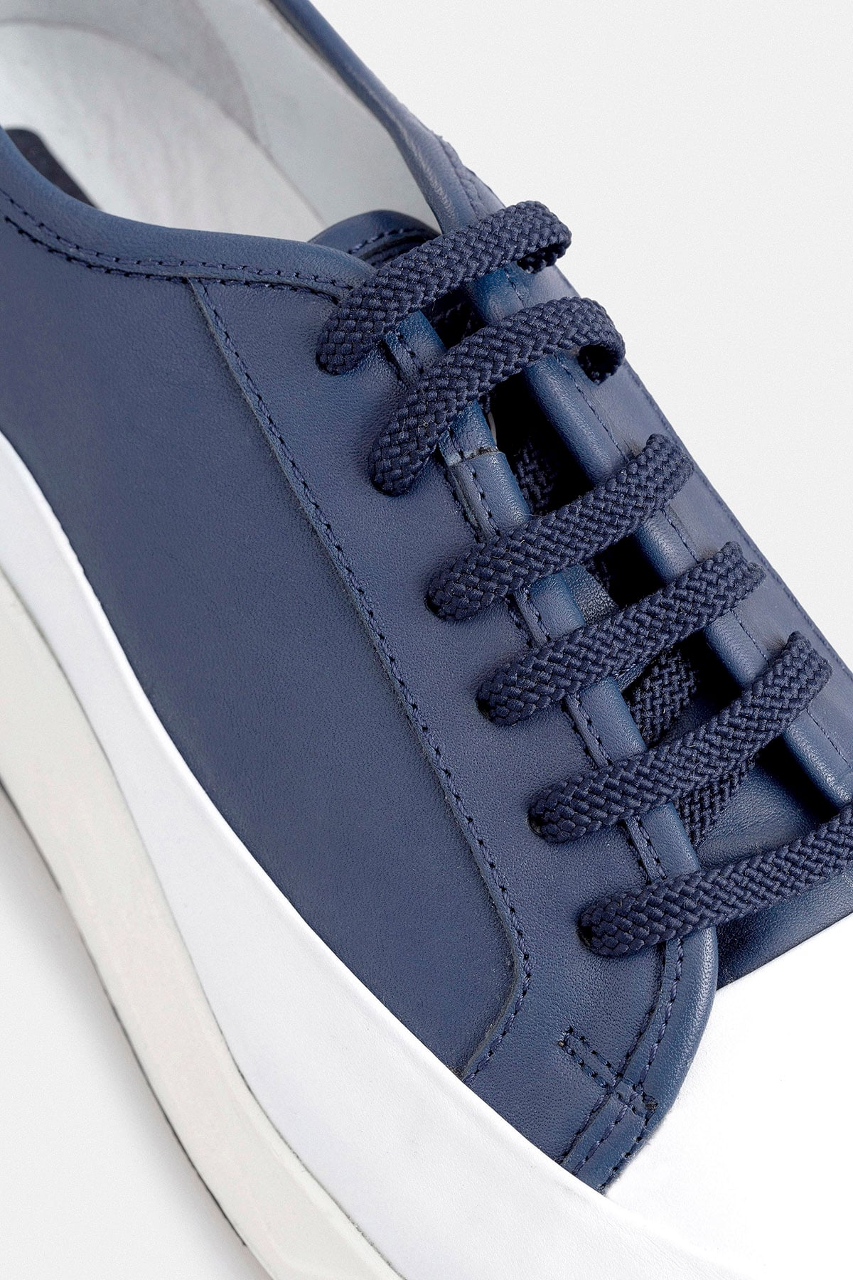 %100 Deri Termo Tabanlı Lacivert Beyaz Erkek Sneaker Ayakkabı