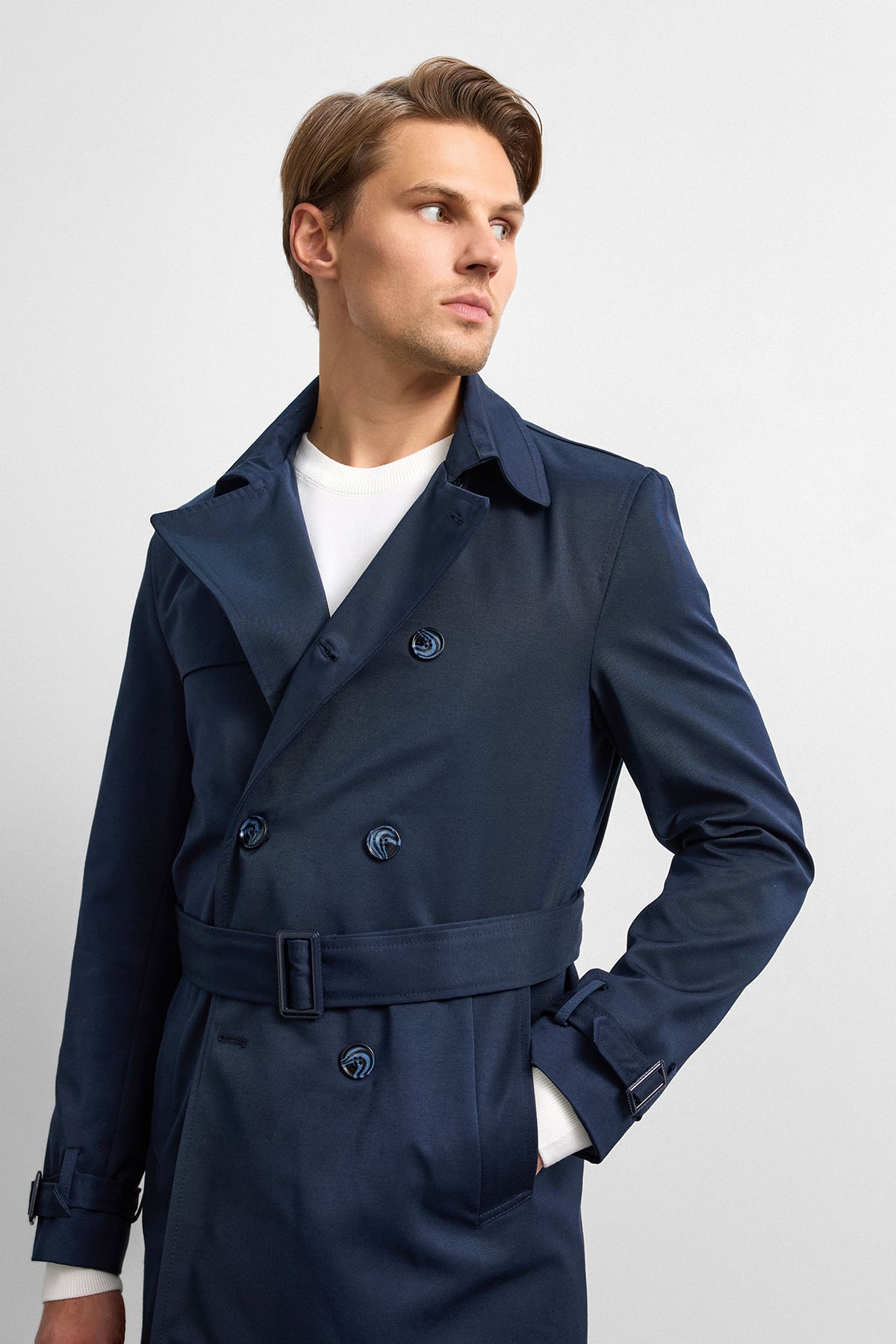 Lacivert Casual Trençkot