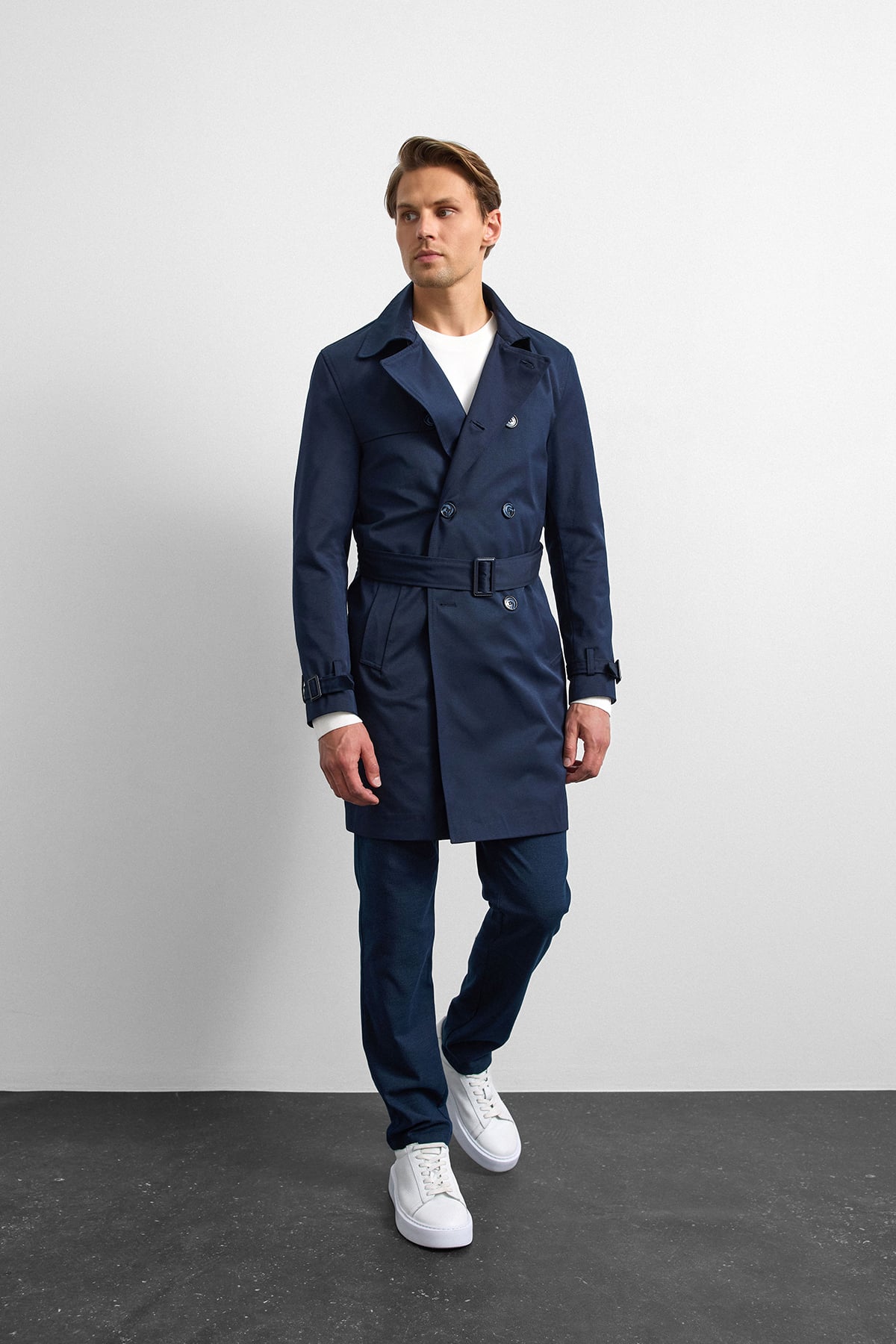Lacivert Casual Trençkot