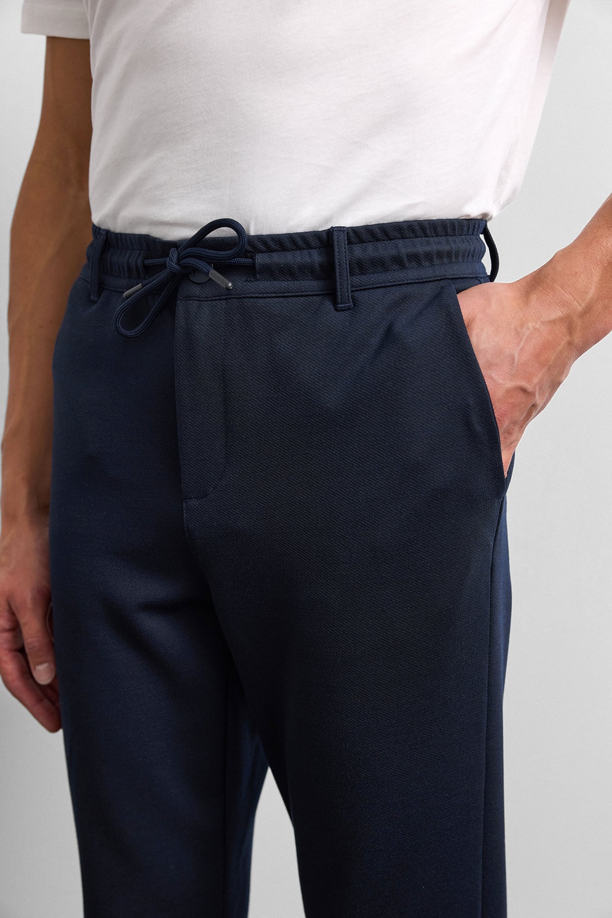Lacivert Diagonel Jogger Örme Pantolon
