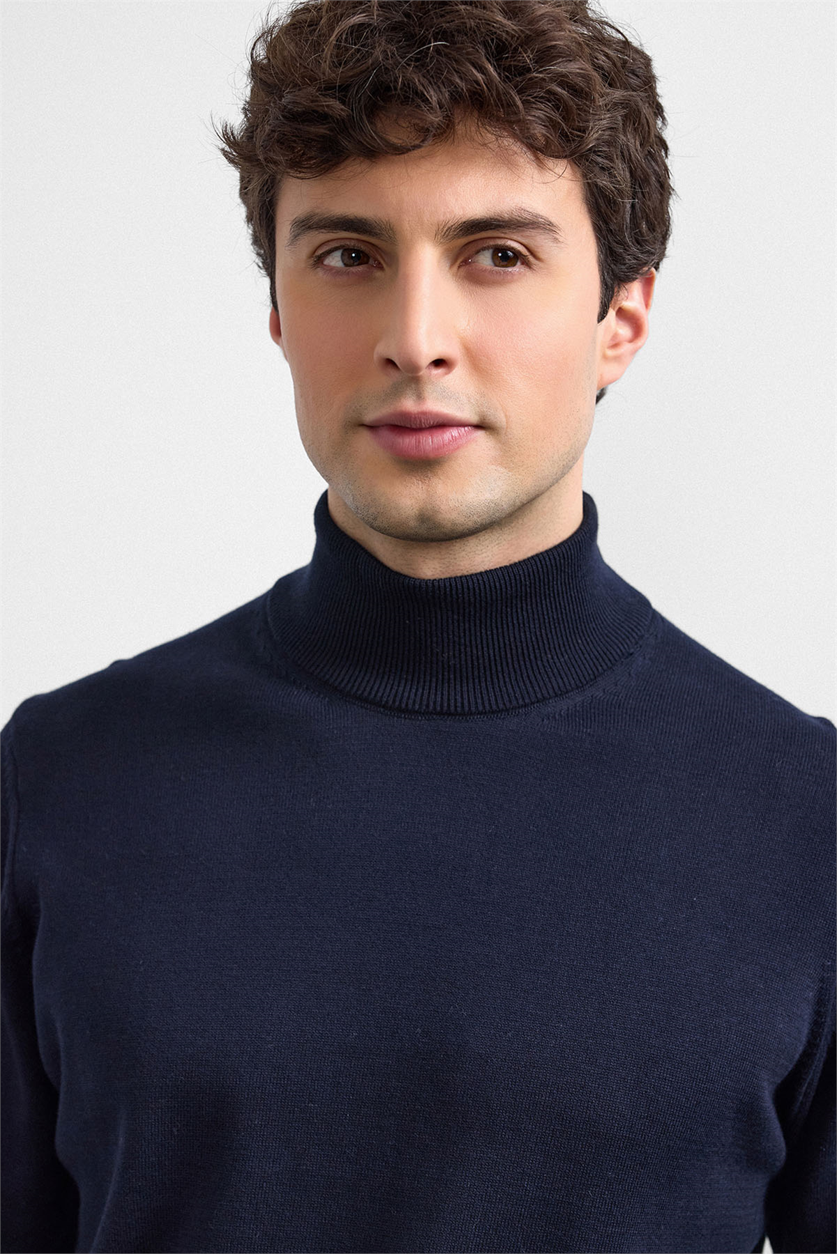 Lacivert Regular Fit Balıkçı Yaka Triko Kazak