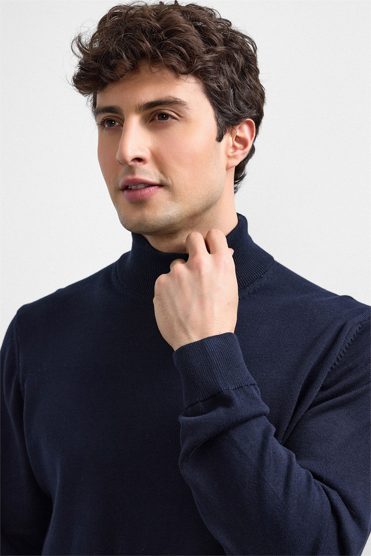 Lacivert Regular Fit Balıkçı Yaka Triko Kazak