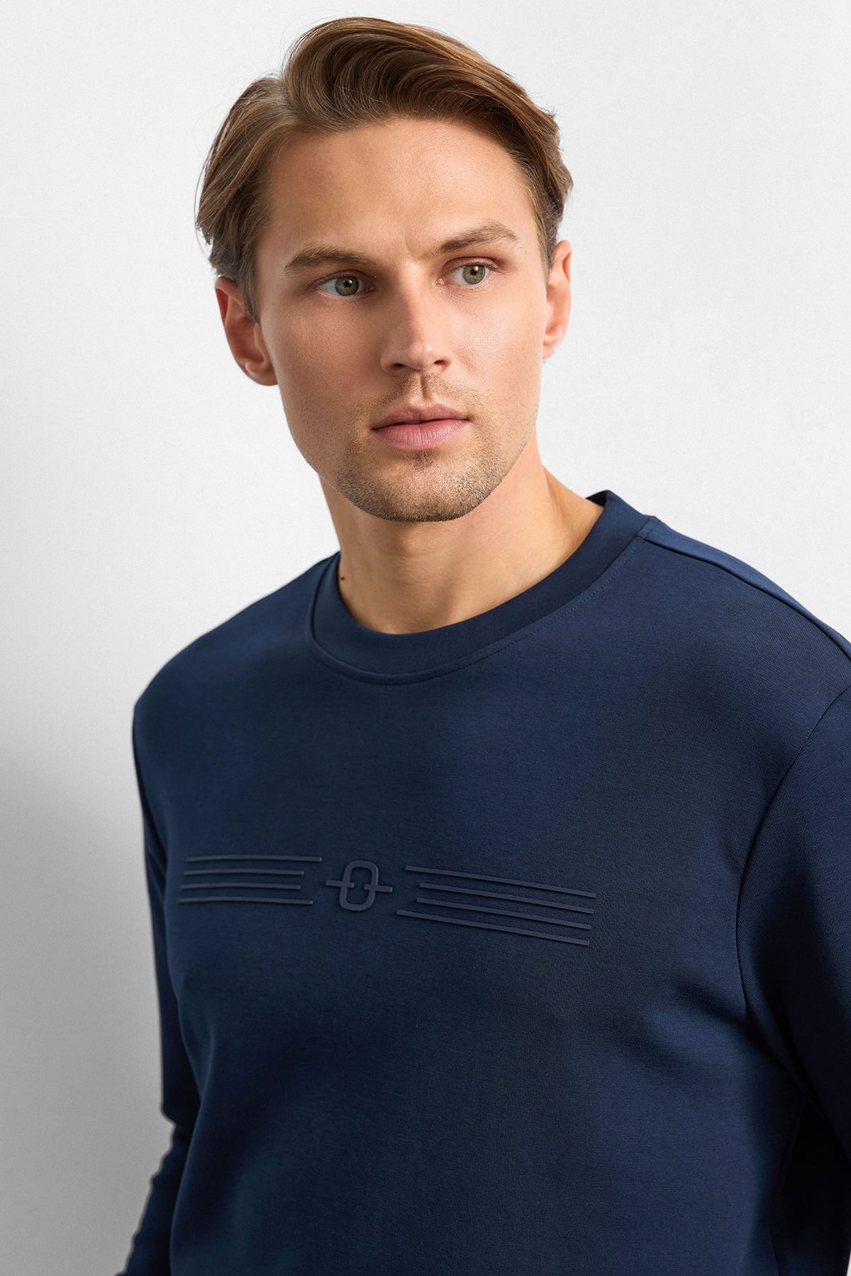 Lacivert Regular Fit Bisiklet Yaka Sweatshirt