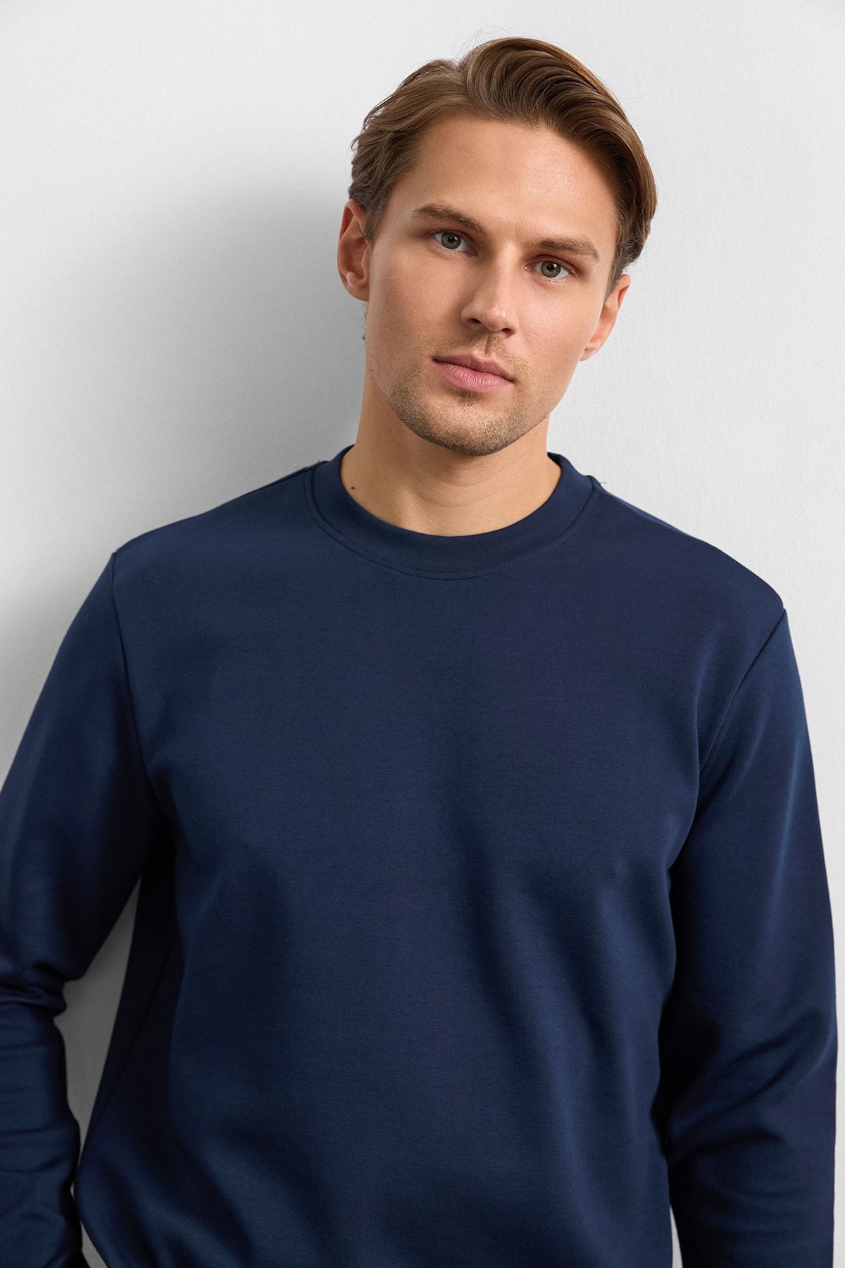 Lacivert Regular Fit Bisiklet Yaka Sweatshirt
