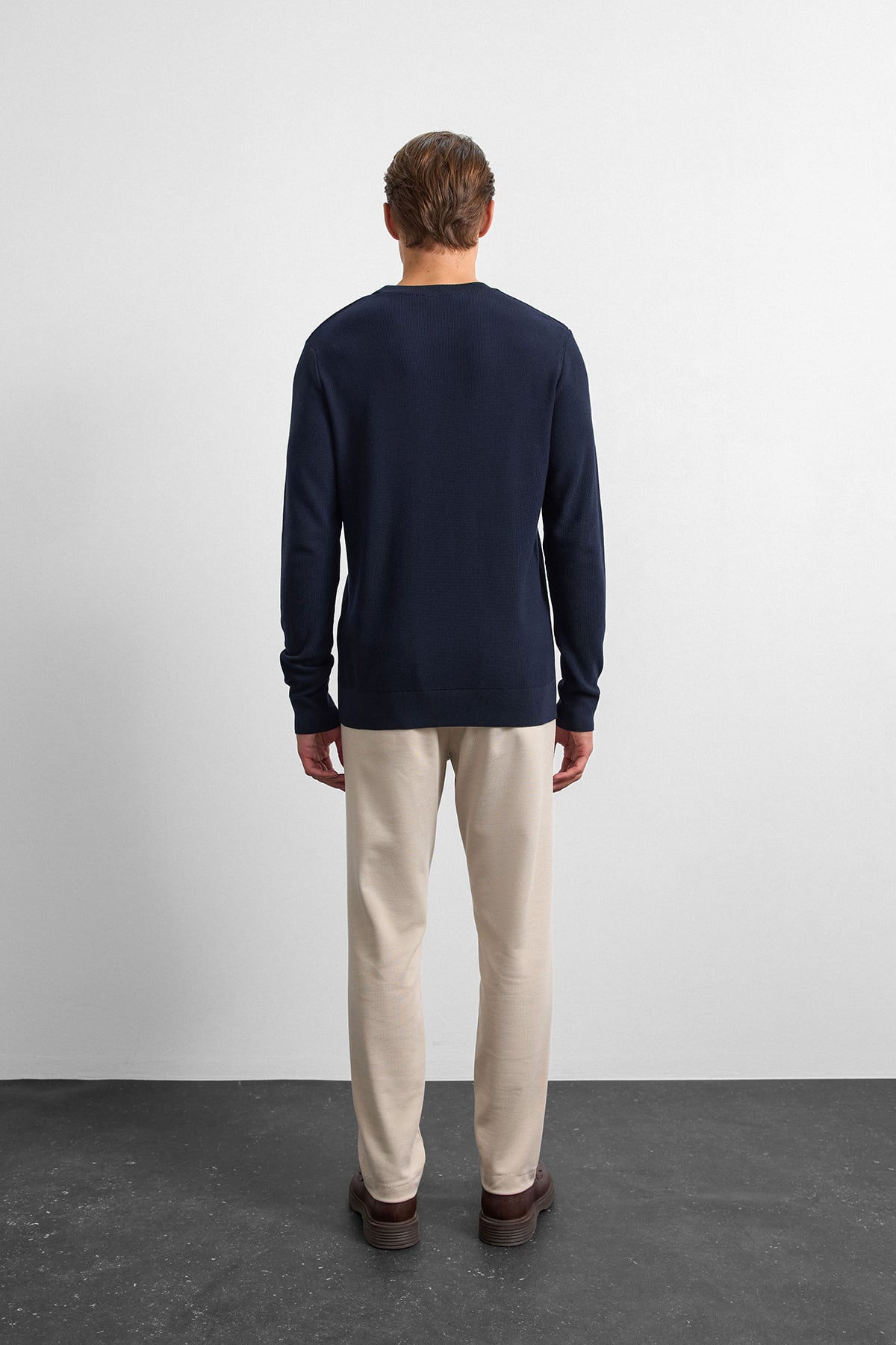 Lacivert Regular Fit Bısıklet Yaka Triko Kazak