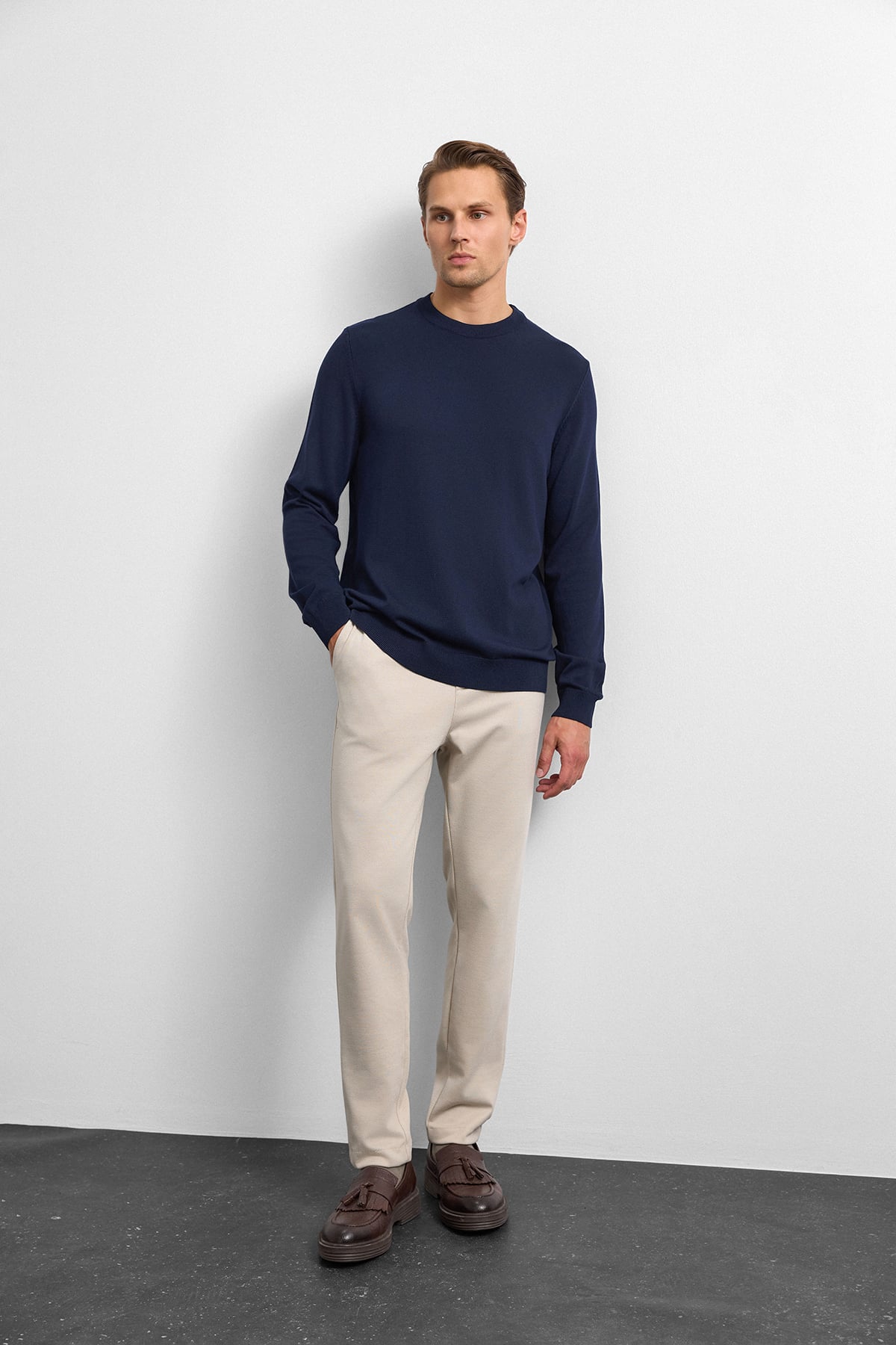 Lacivert Regular Fit Triko Kazak