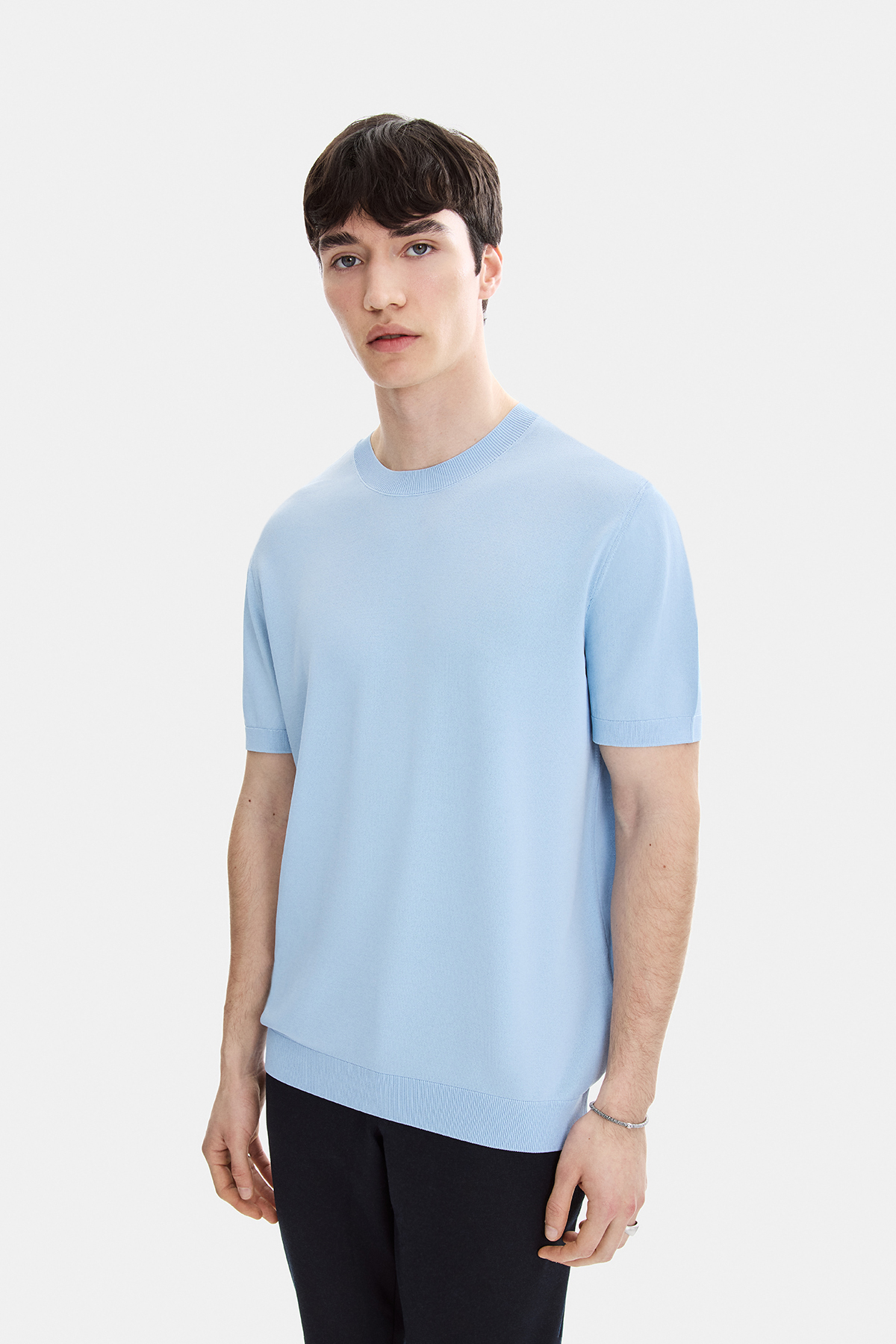 Mavi Regular Fit Bisiklet Yaka Triko Tişört