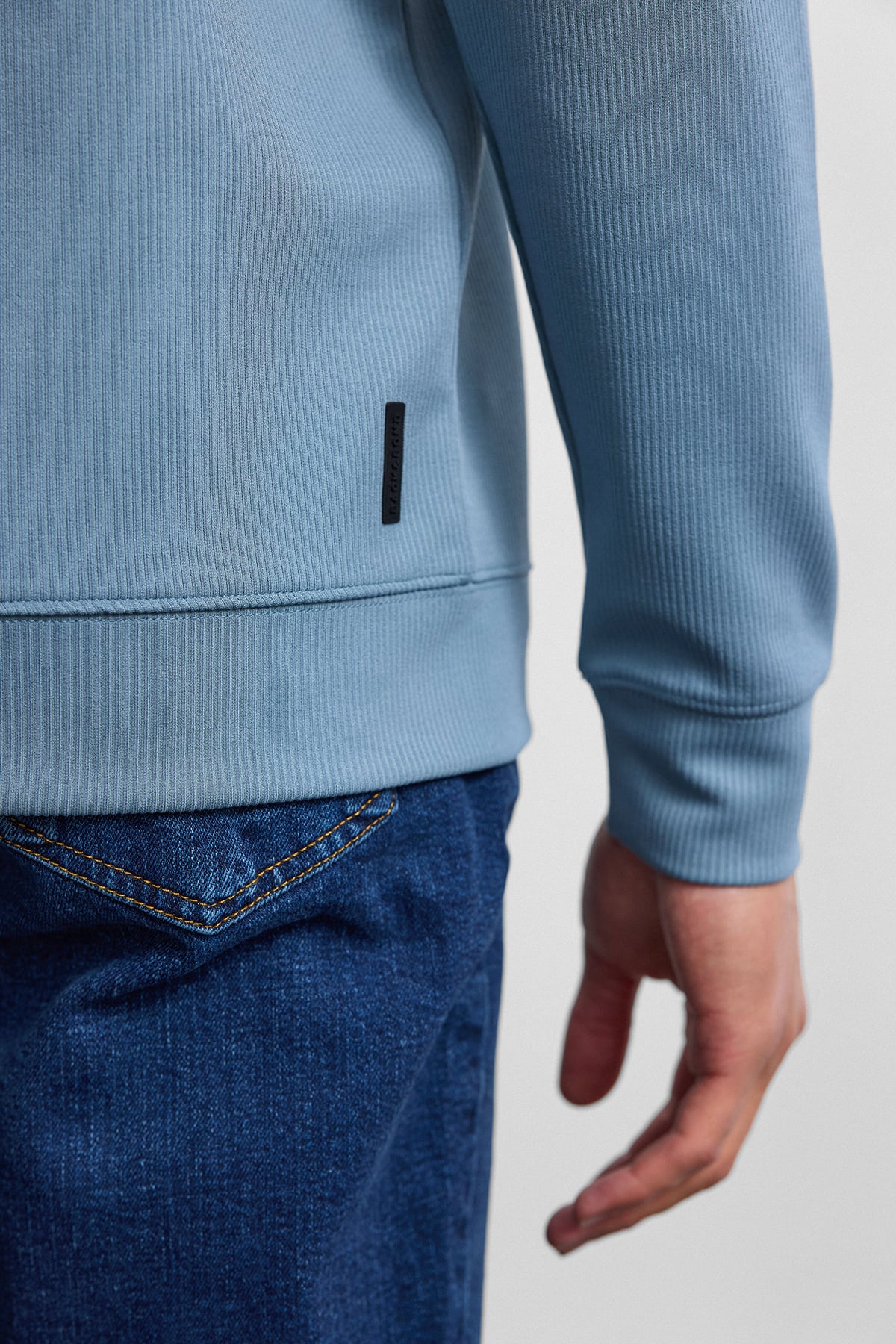 Mavi Regular Fit Uzun Kol Bisiklet Yaka Tişört