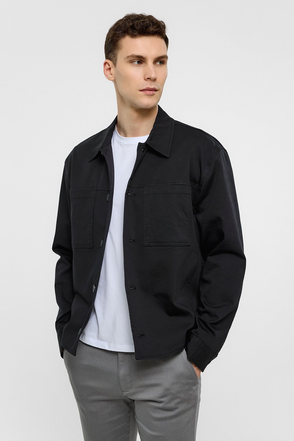 Siyah Ceket Gömlek Yaka Regular Fit Ceket