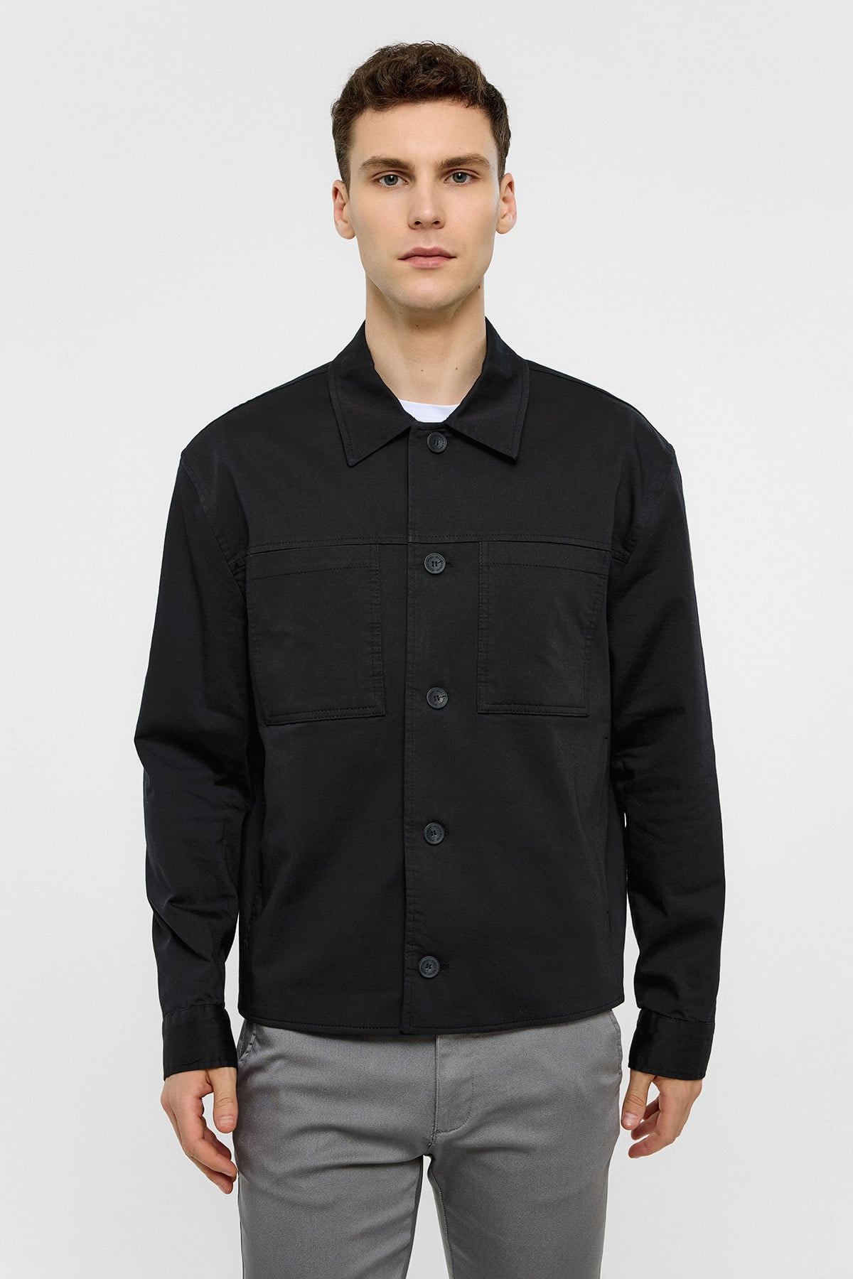 Siyah Ceket Gömlek Yaka Regular Fit Ceket