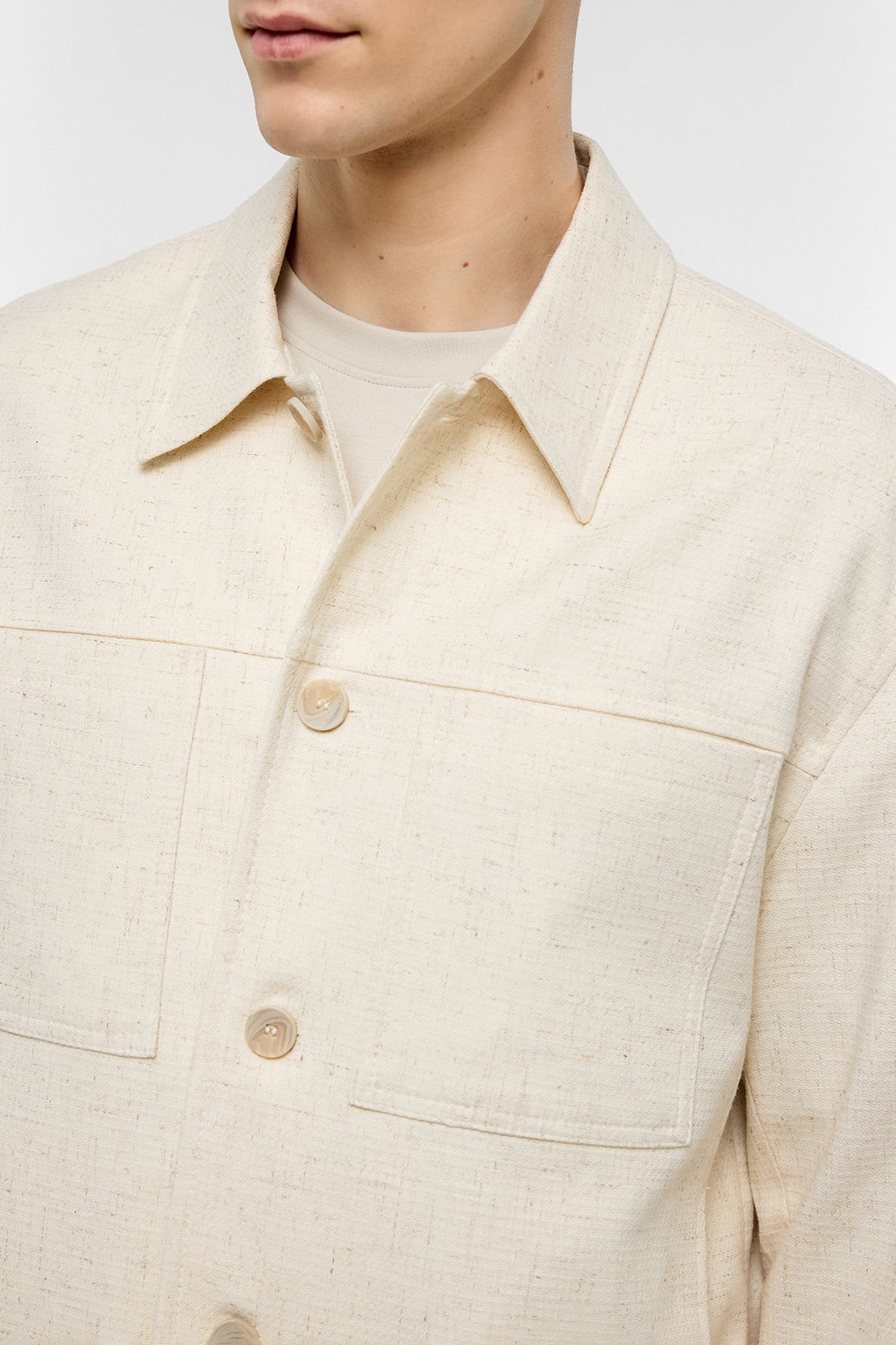 Bej Gömlek Yaka Regular Fit Ceket