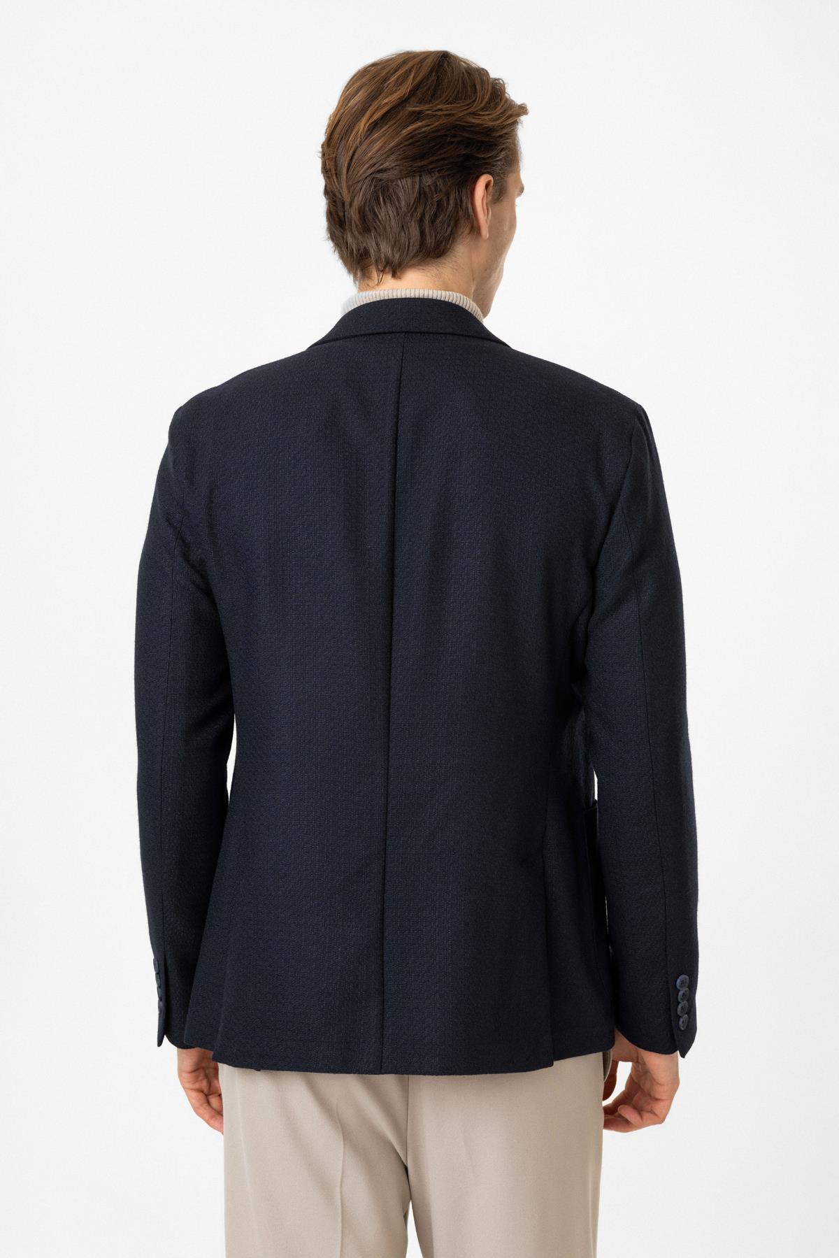 Koyu Lacivert Mono Yaka Ceket