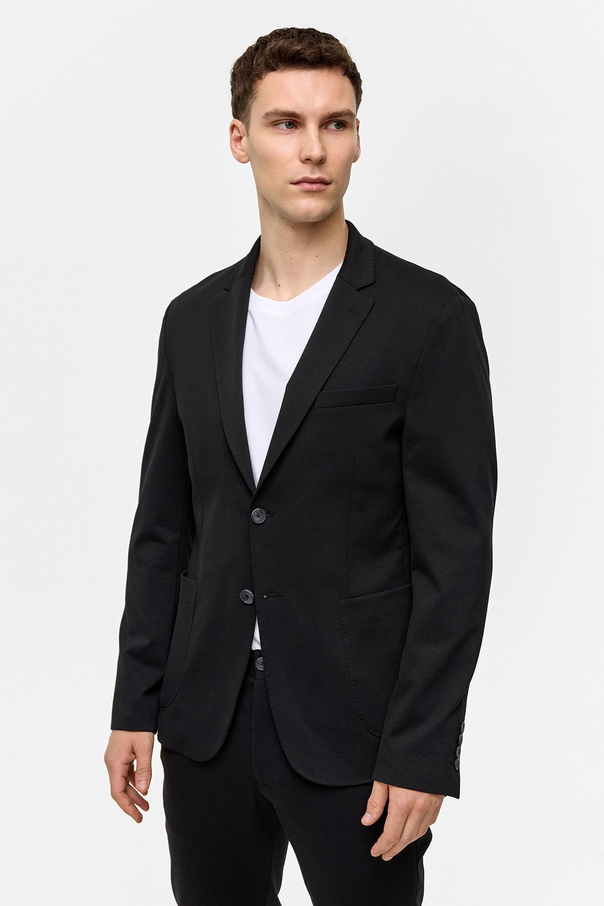 Siyah Slim Fit Mono Yaka Ceket