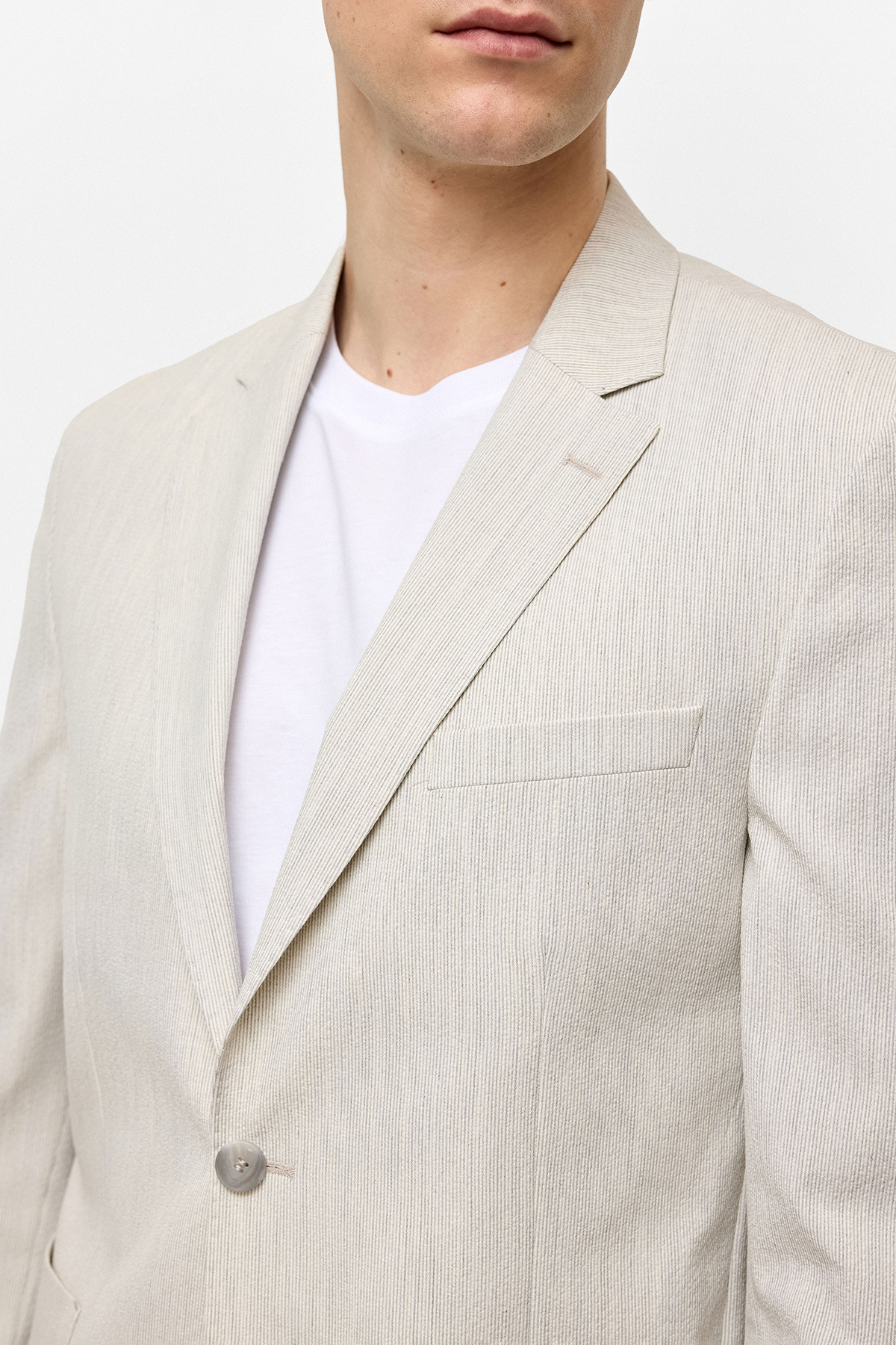 Açık Gri Slim Fit Mono Yaka Ceket