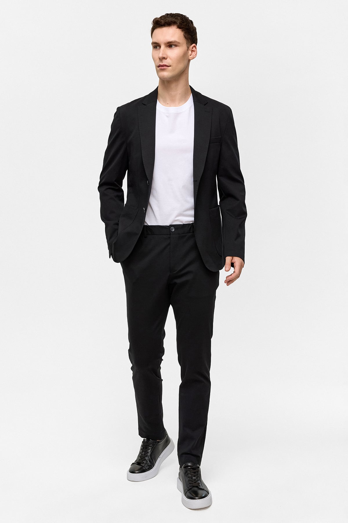 Siyah Slim Fit Mono Yaka Ceket