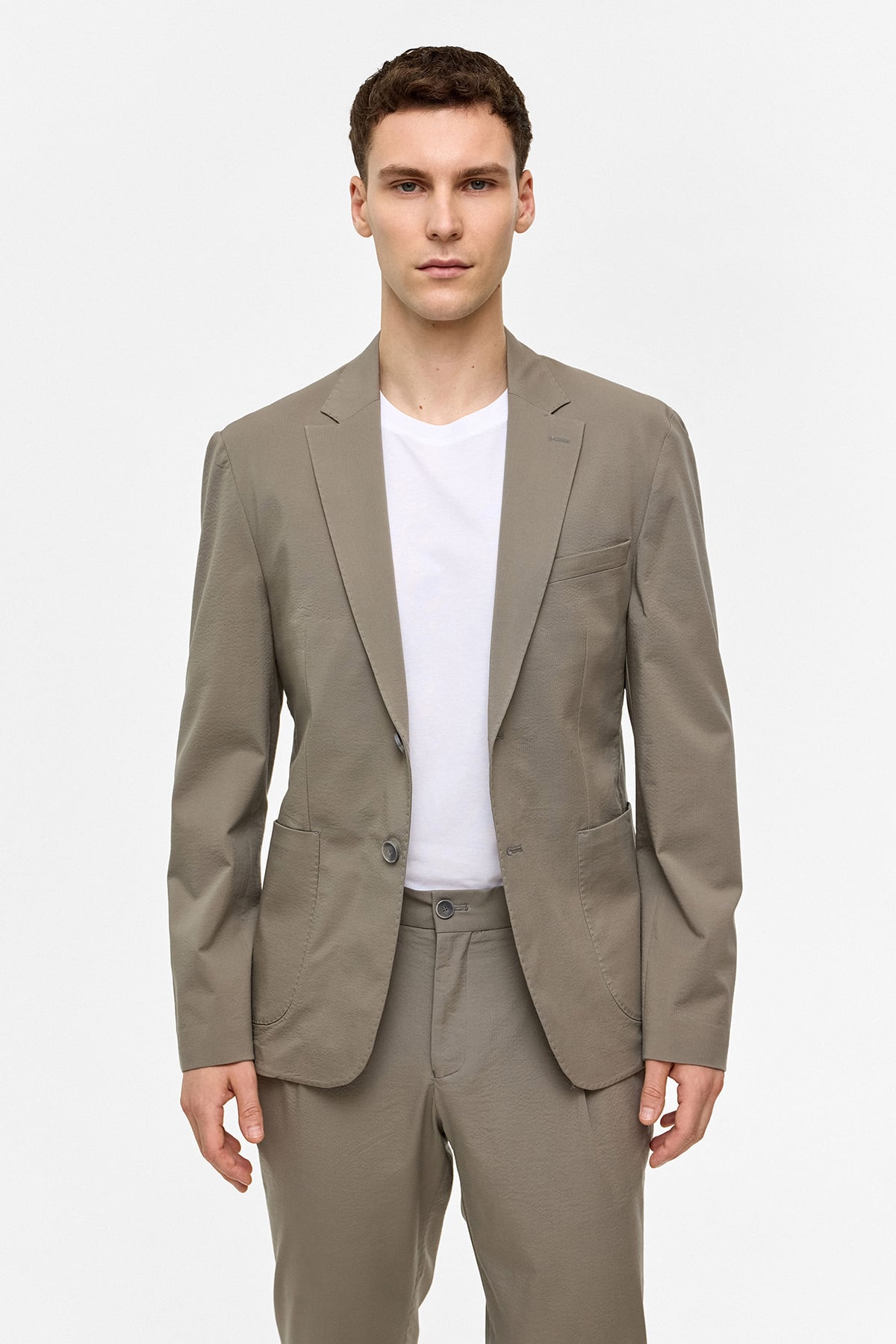 Adaçayı Slim Fit Mono Yaka Ceket