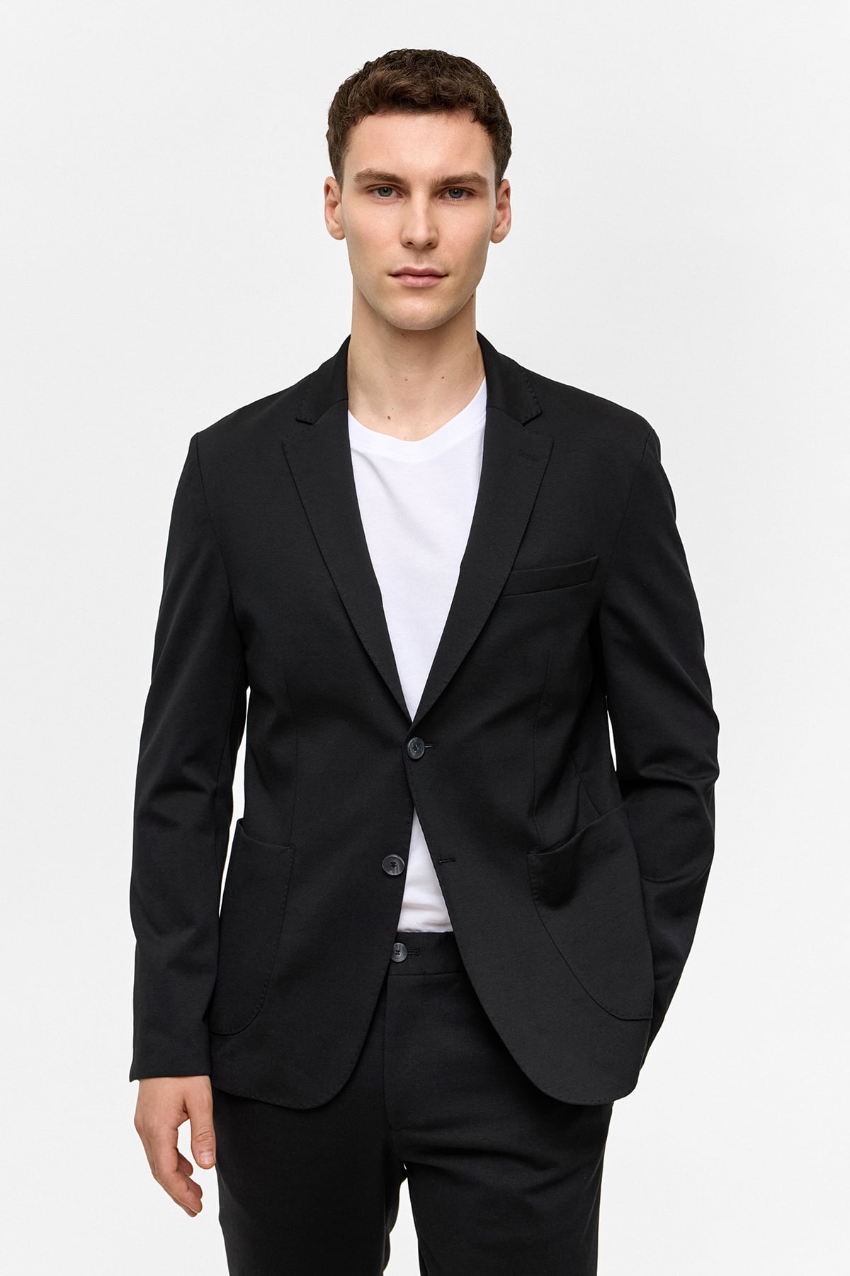 Siyah Slim Fit Mono Yaka Ceket