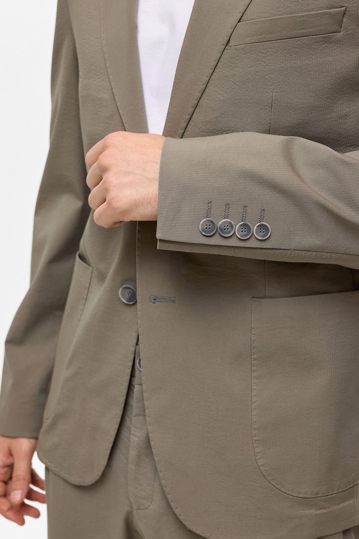 Adaçayı Slim Fit Mono Yaka Ceket