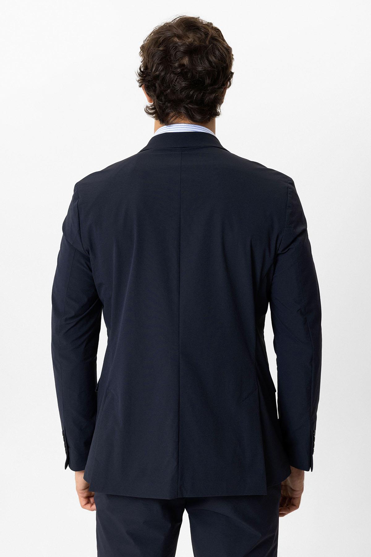 Lacivert Slim Fit Mono Yaka Ceket