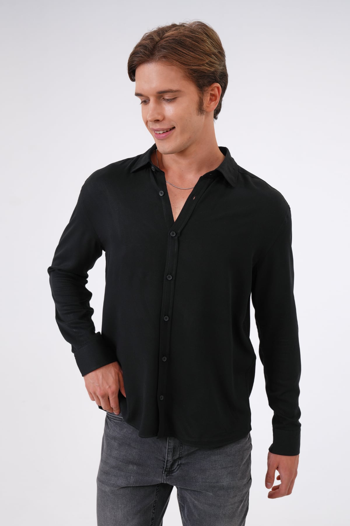 Siyah Loose Fit Gömlek