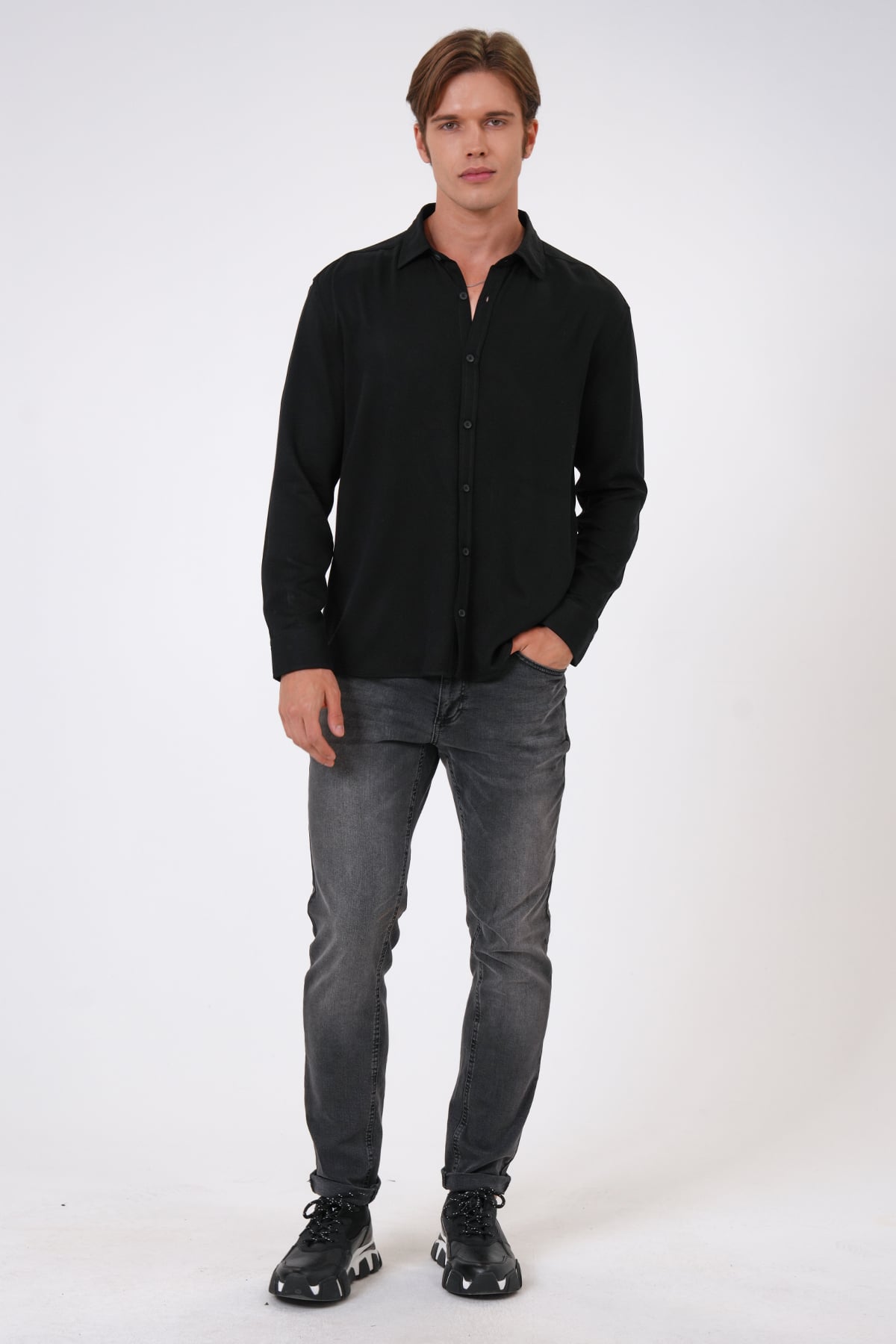 Siyah Loose Fit Gömlek